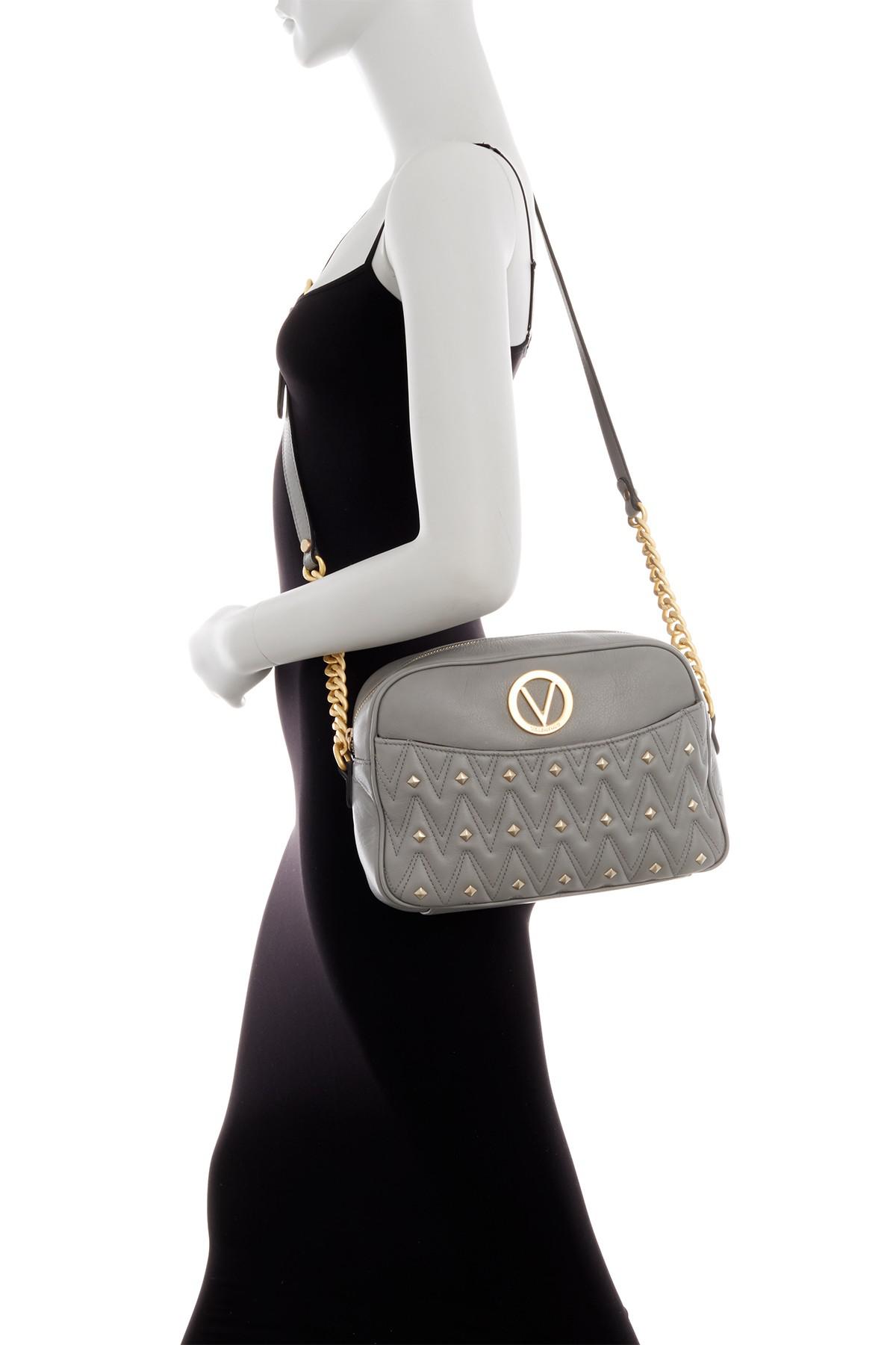 valentino by mario valentino studded leather shoulder bag