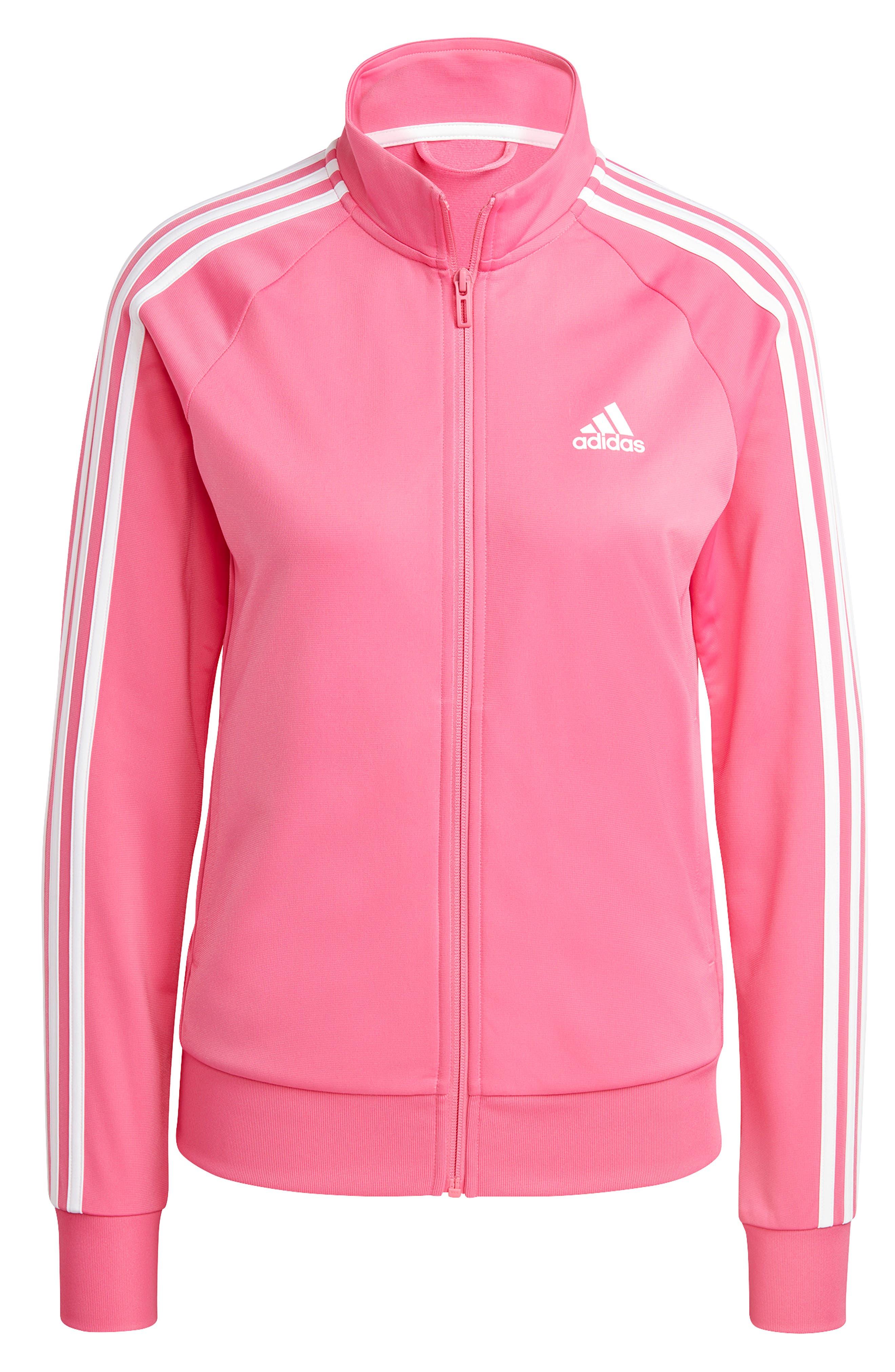 adidas Primegreen Essentials Warm Up Track Jacket in Pink