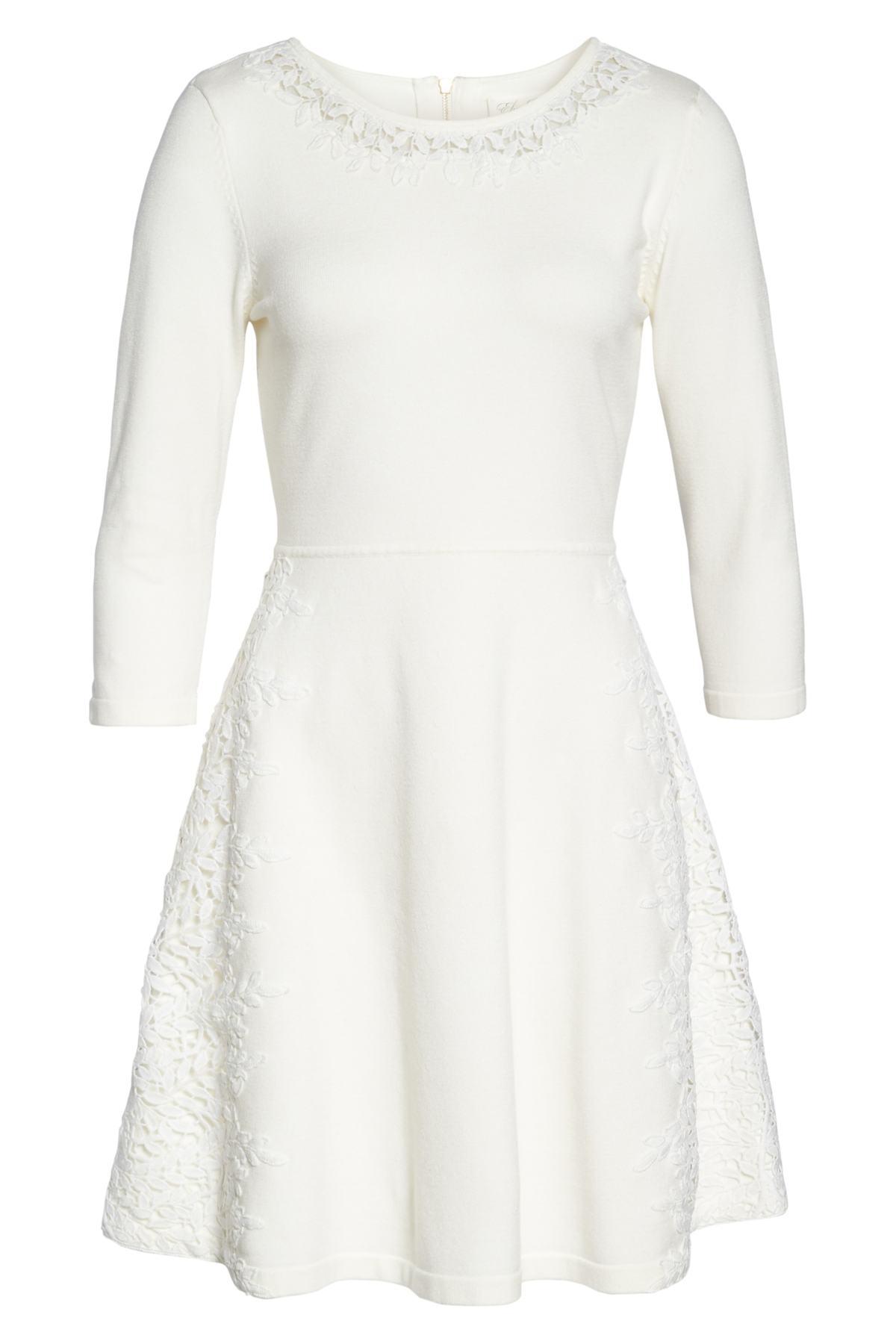 eliza j crochet overlay dress