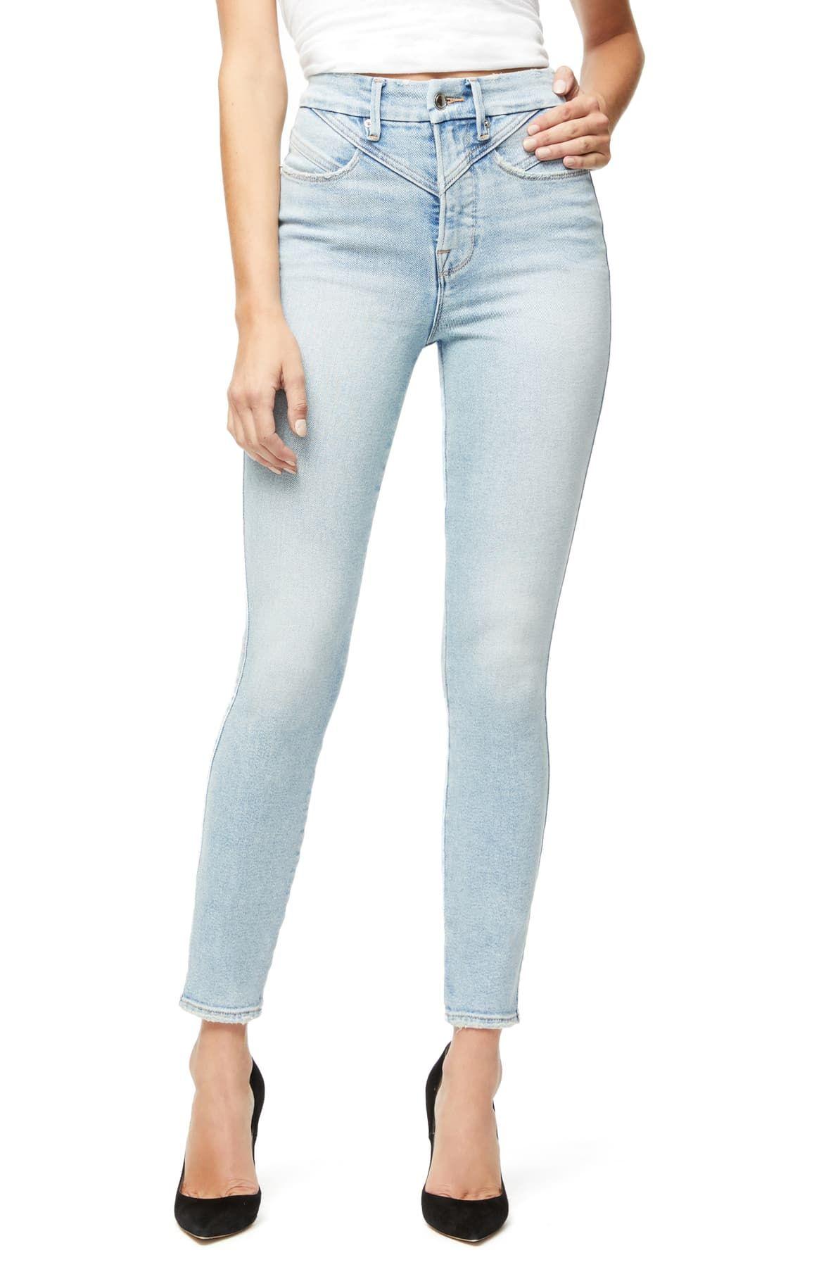 GOOD AMERICAN Denim Good Curve High Waist Front Yoke Detail Ankle