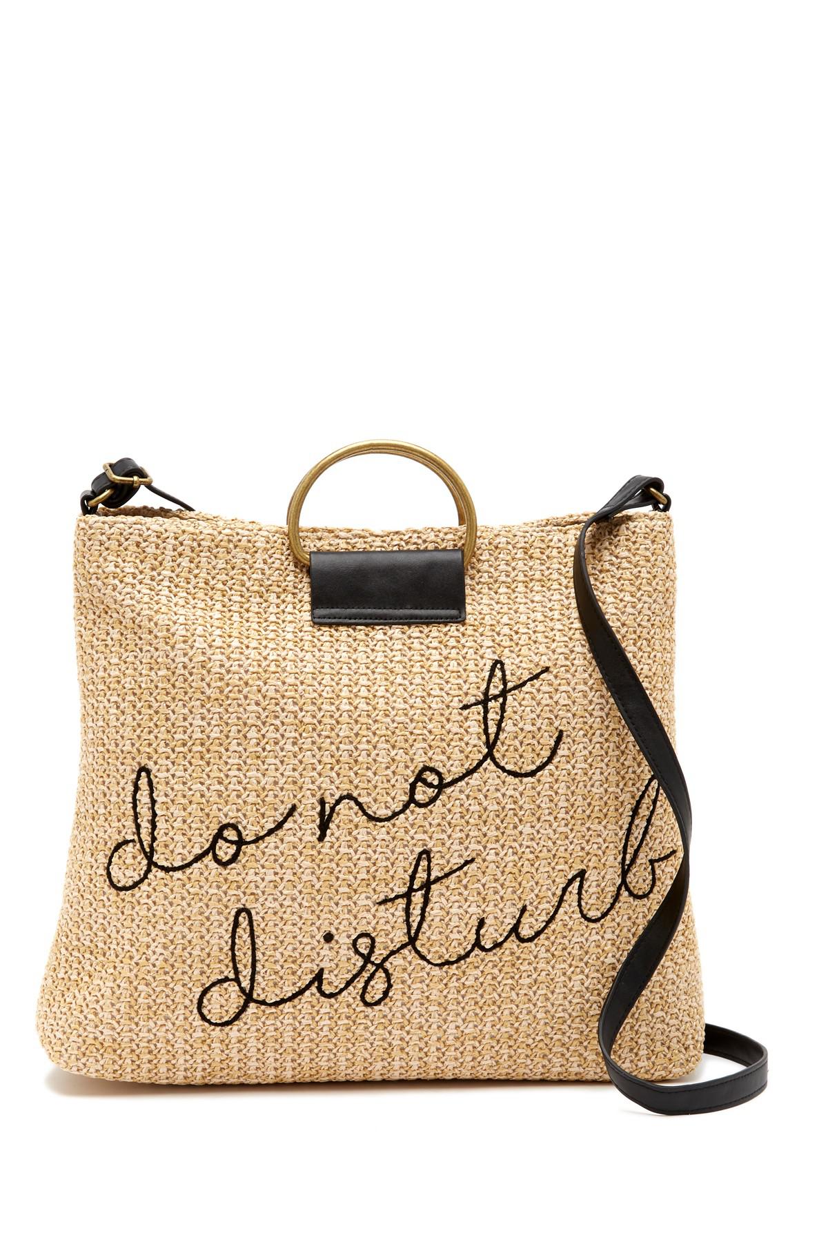 T-Shirt & Jeans Synthetic Do Not Disturb Raffia Crossbody Tote in Natural -  Lyst