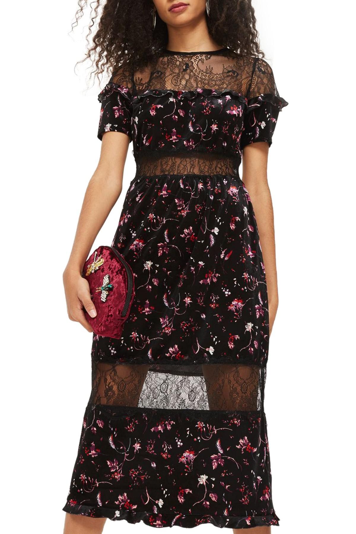 topshop velvet midi dress