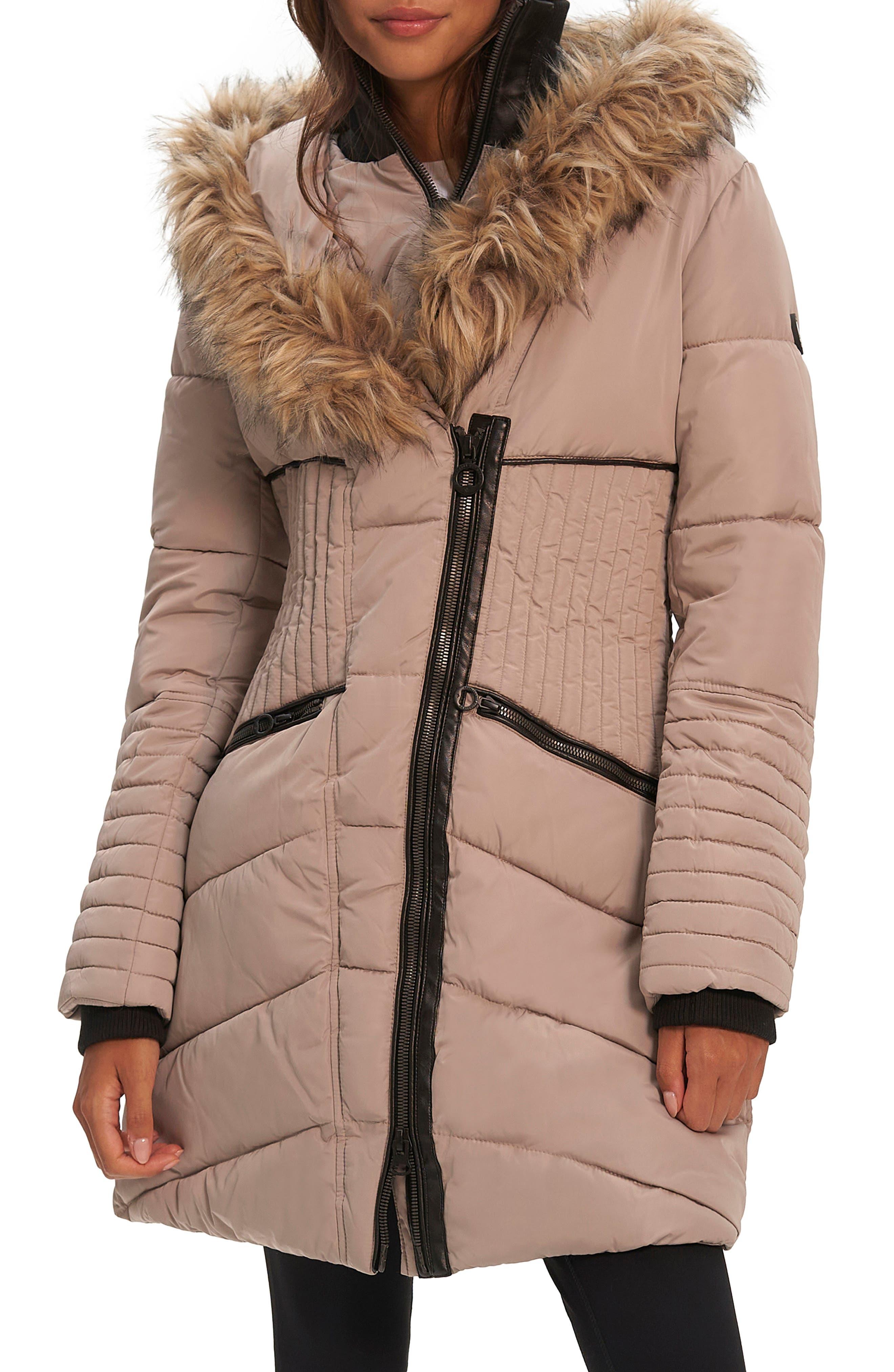 Gigi vegan faux fur trim quilted parka noize Clearance
