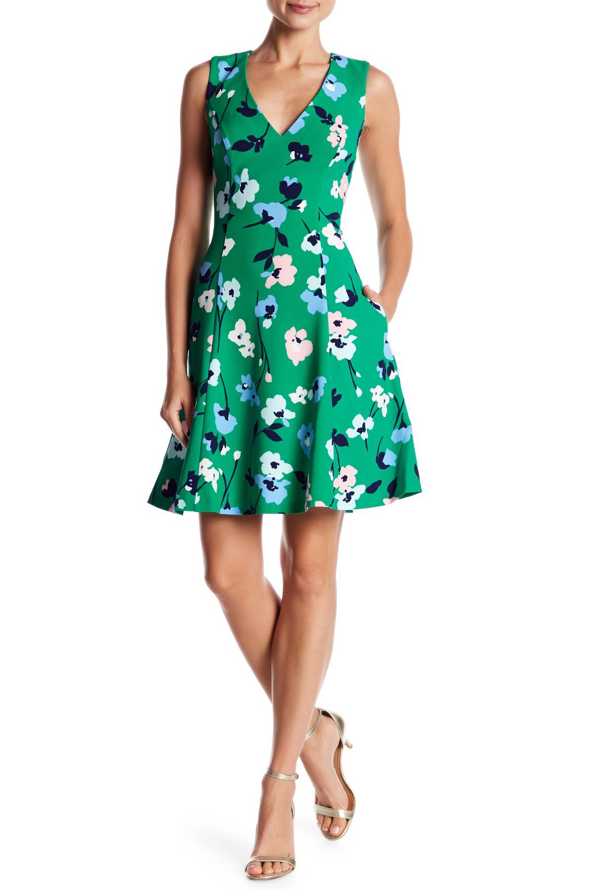 vince camuto green floral dress