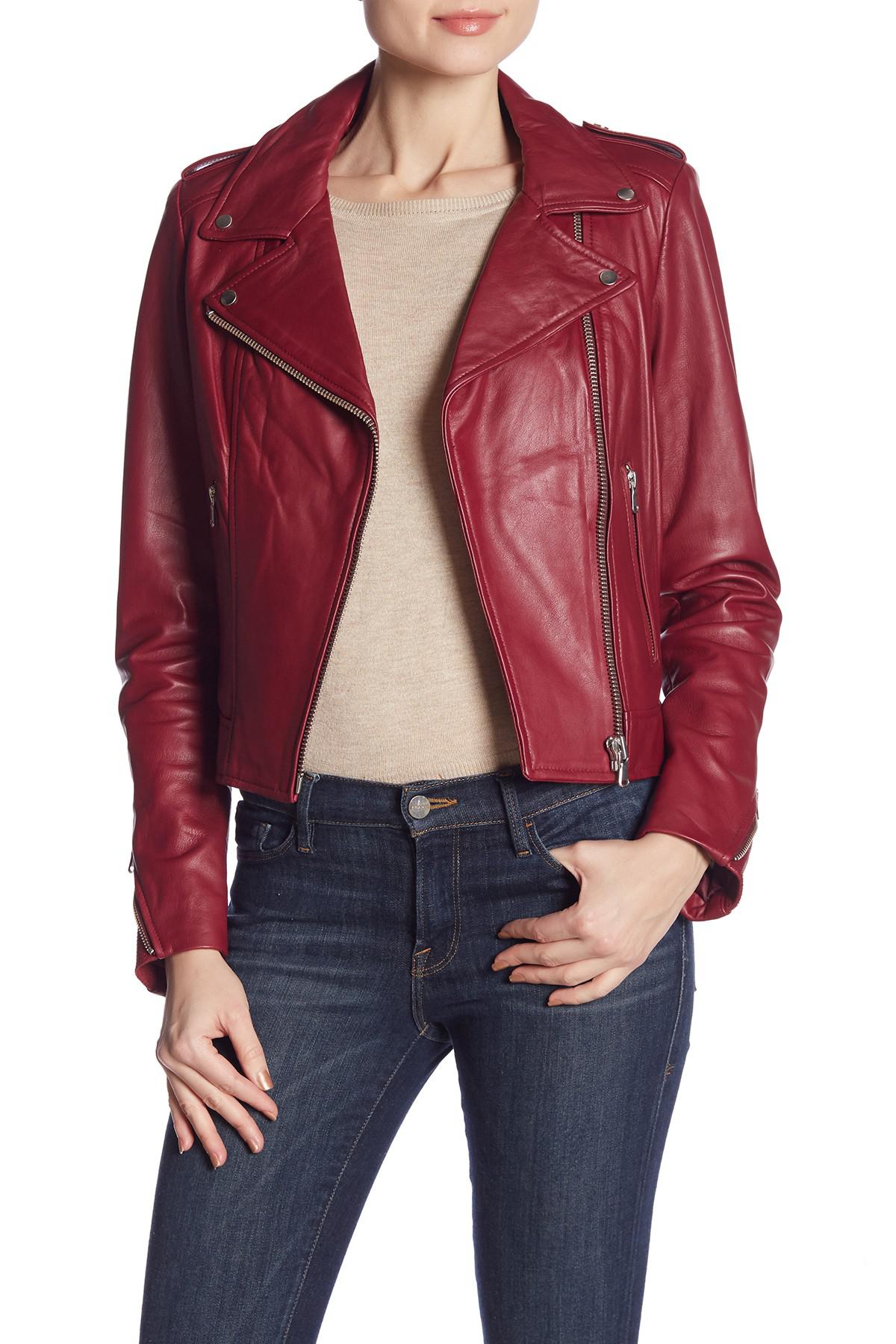 lamarque red leather jacket
