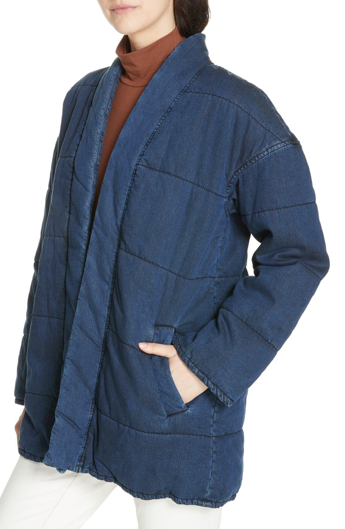 eileen fisher quilted denim jacket