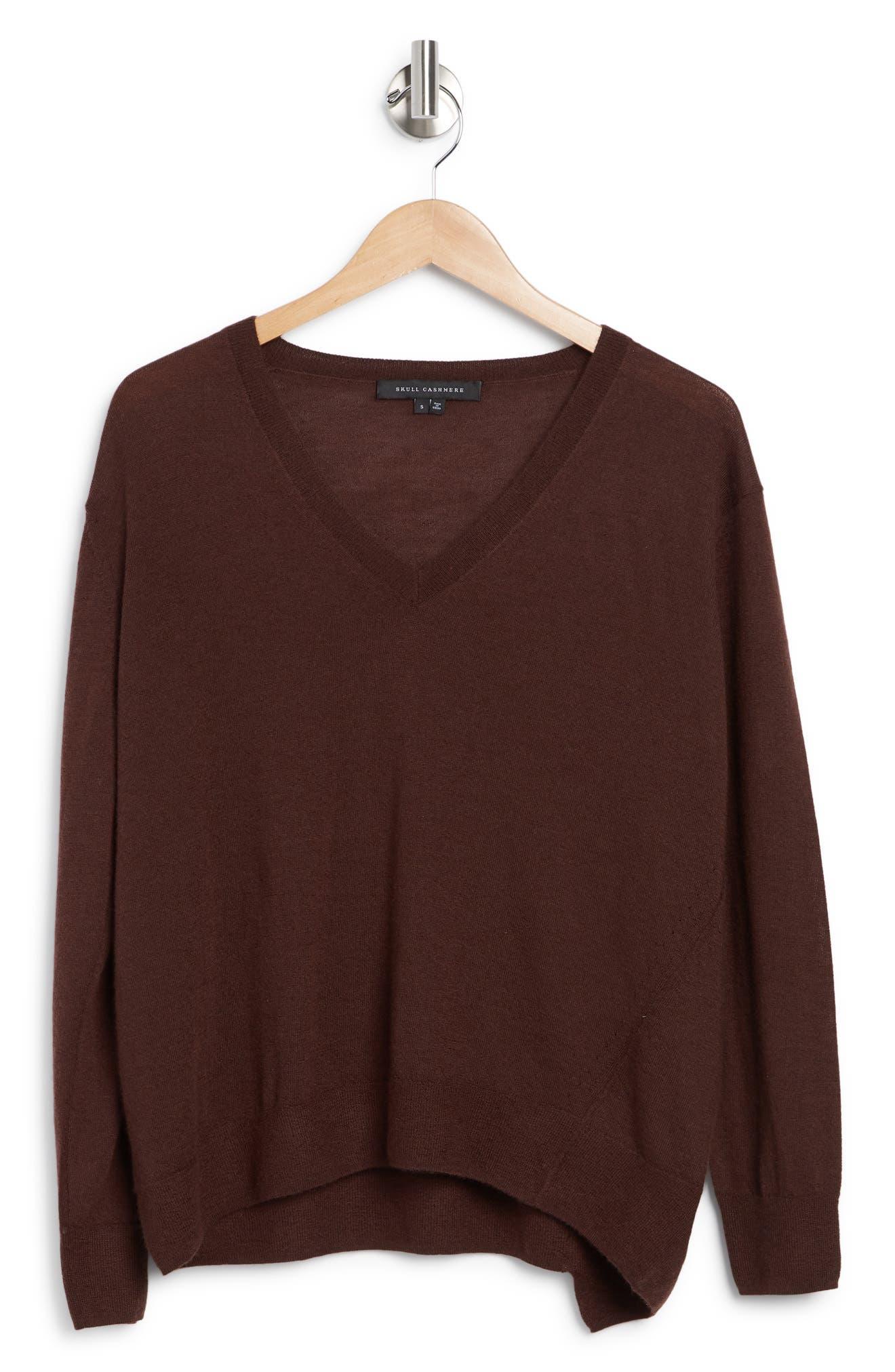 360cashmere Penny Cashmere V neck Sweater In Chocolate At
