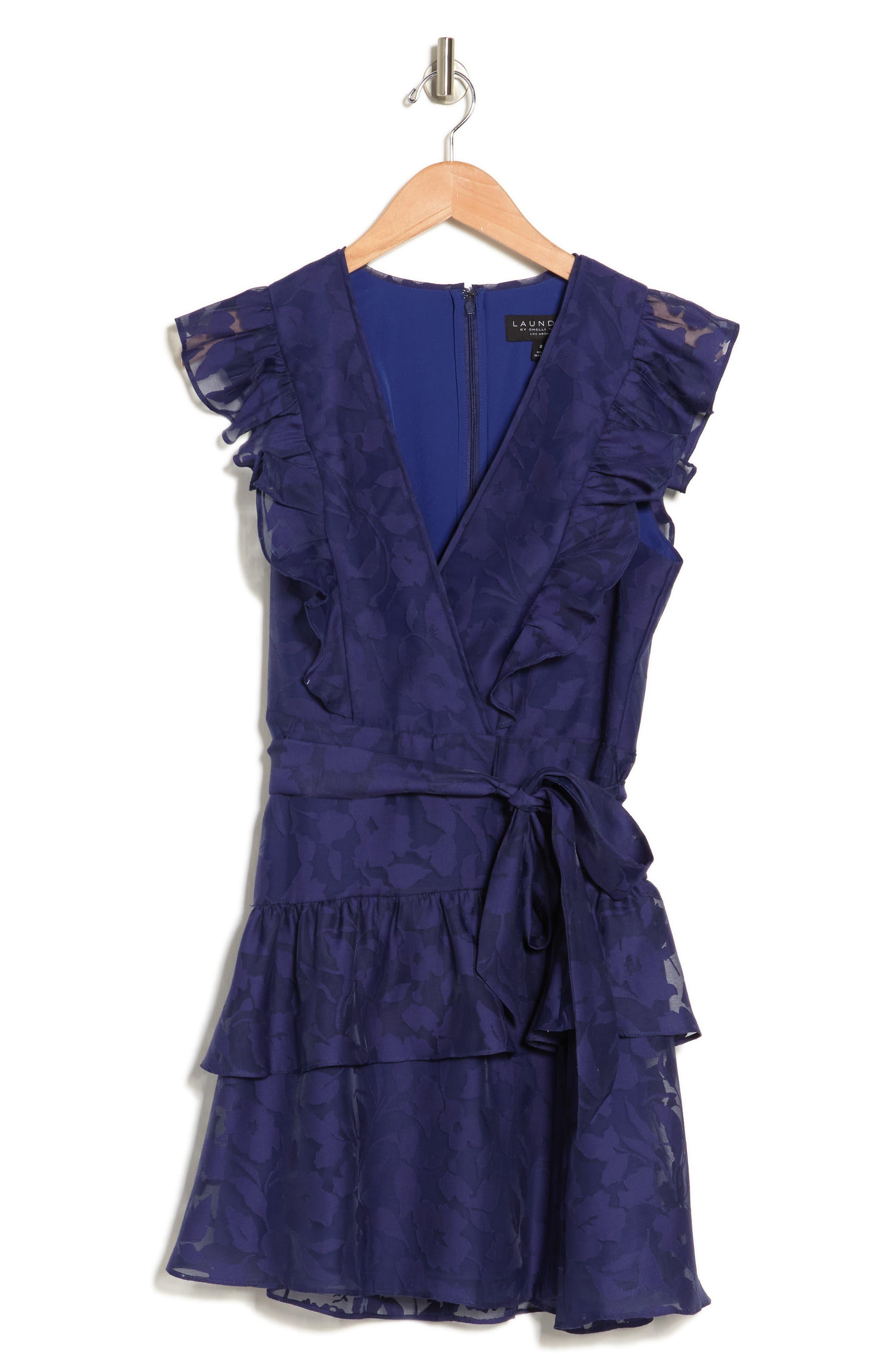 Laundry by Shelli Segal Floral Ruffle Cap Sleeve Cocktail Dress in