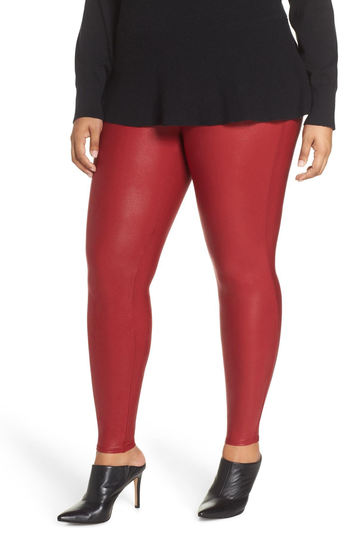 Spanx (r) Faux Leather Leggings (plus Size) in Crimson (Red) - Lyst