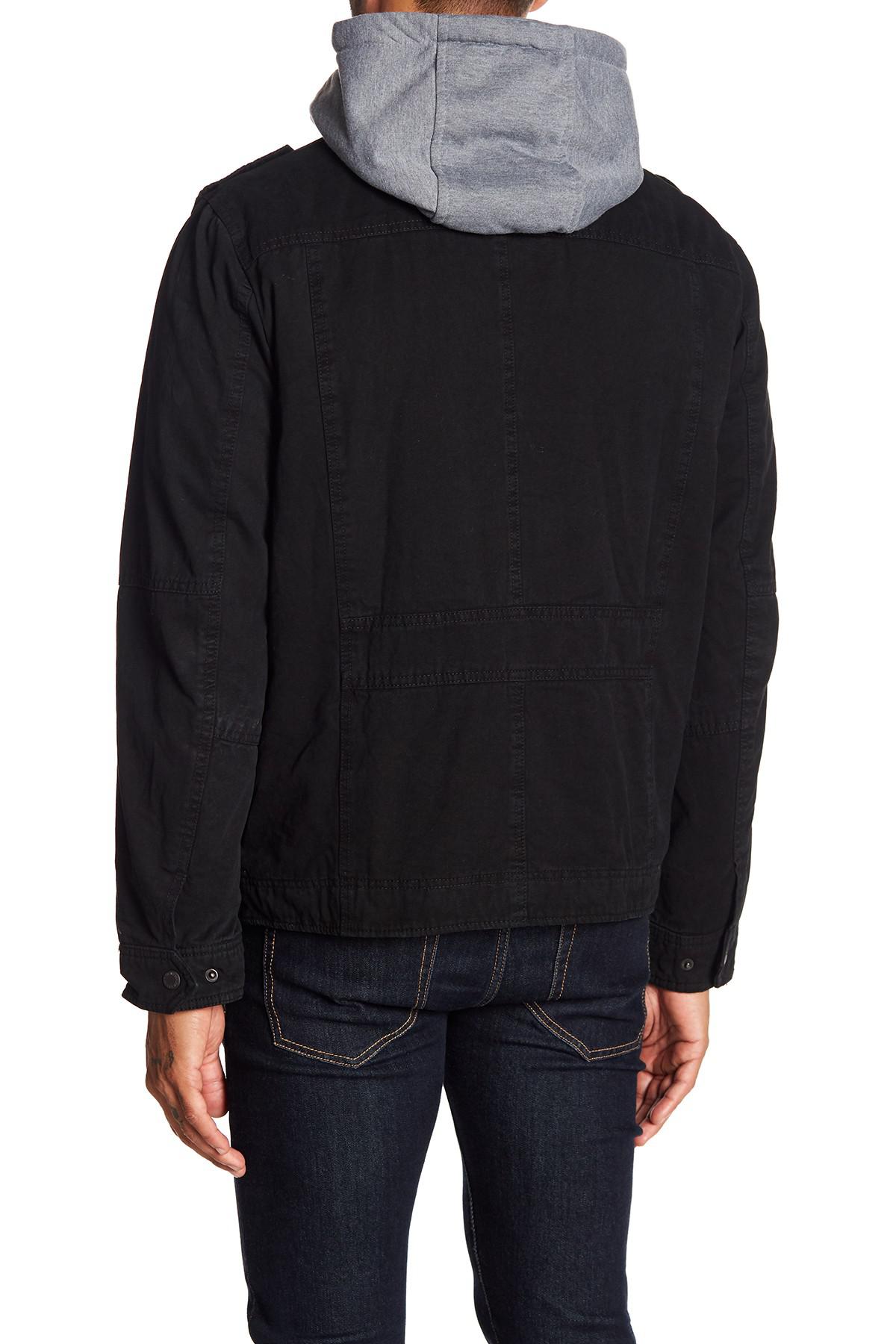 levi's faux shearling lined military jacket with hoodie