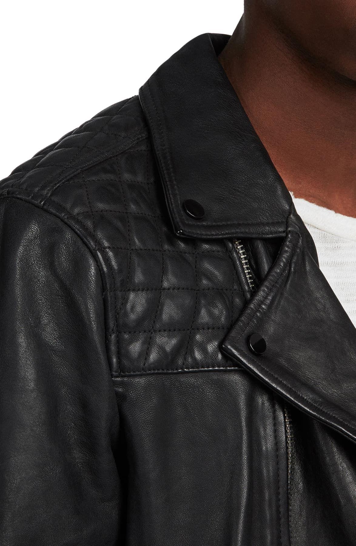 Allsaints Cora Slim Fit Zip Through Leather Jacket Images