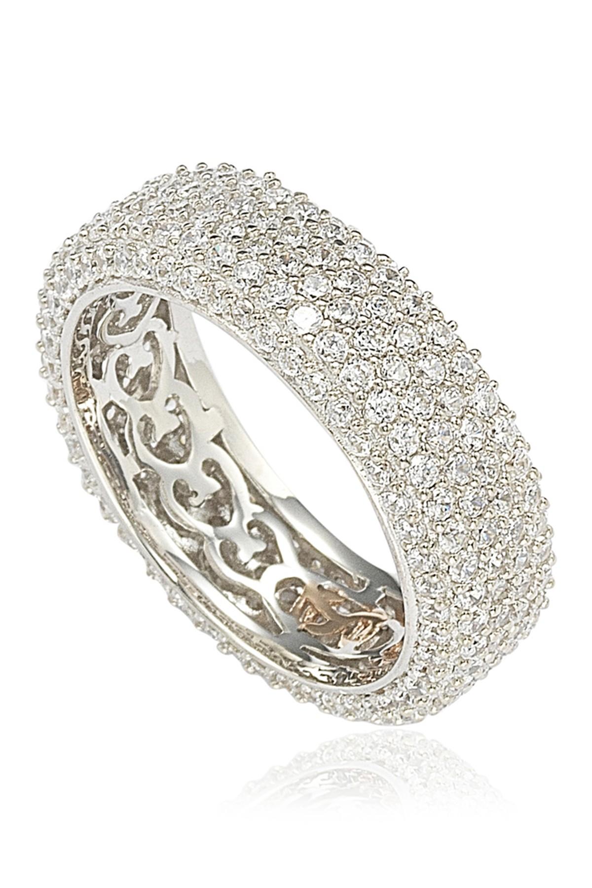 Suzy Levian Sterling Silver White Cz Eternity Band Ring Lyst