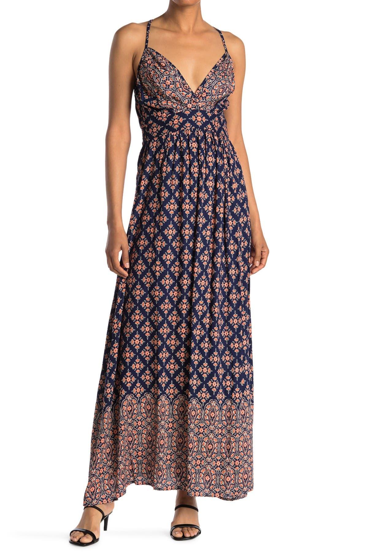 Angie Floral V-neck Maxi Dress in Blue ...