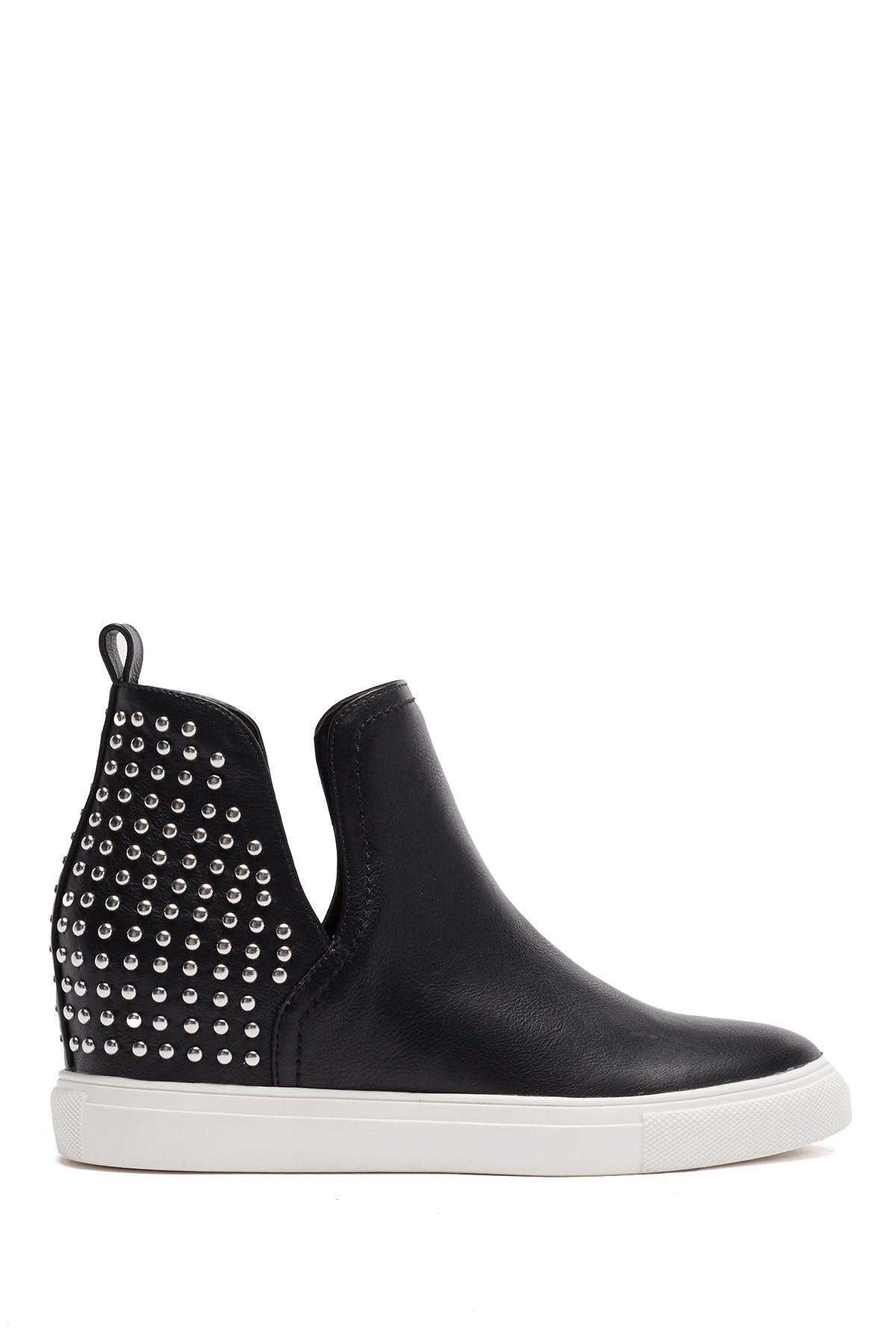 steven by steve madden coin leather and stud wedge sneakers