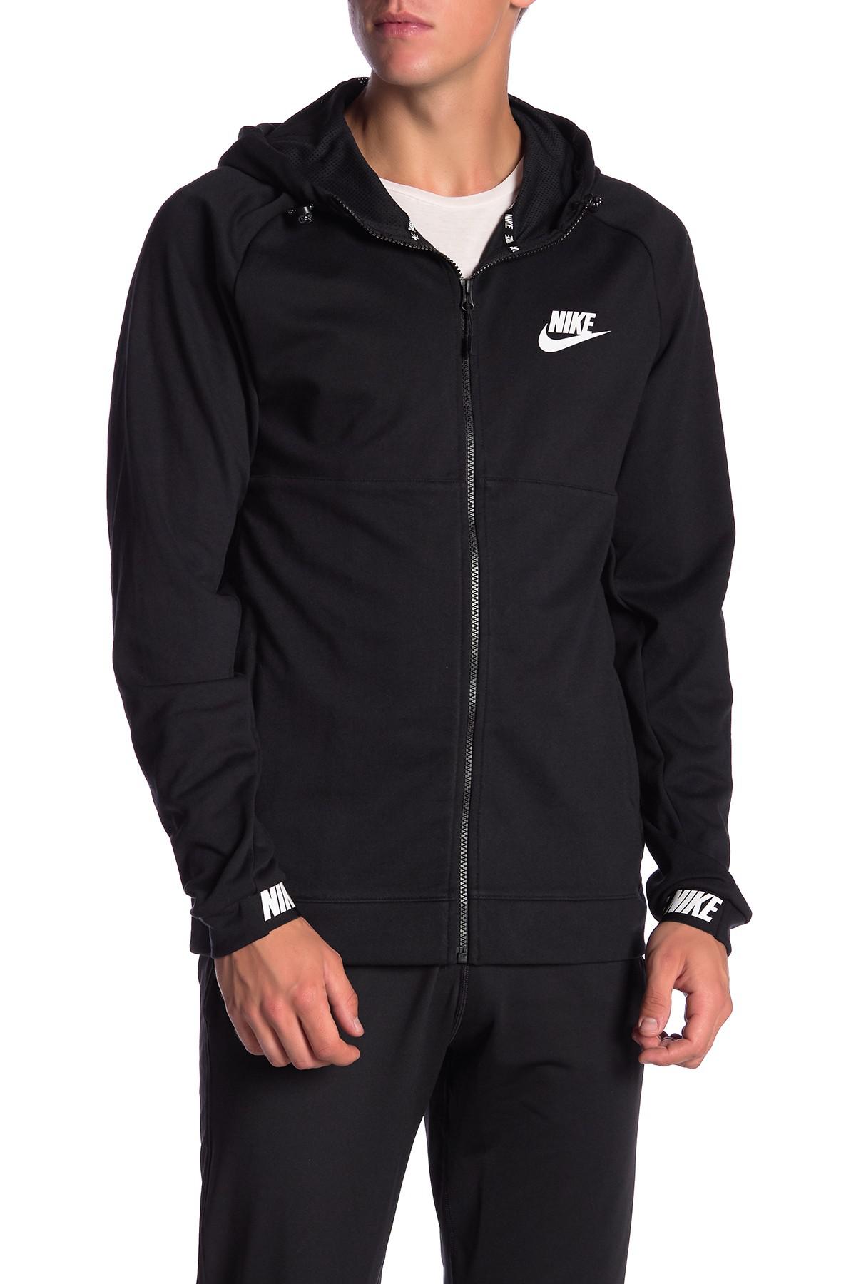 Nike Av15 Fleece Hoodie In Black White Black For Men Lyst [ 1800 x 1200 Pixel ]