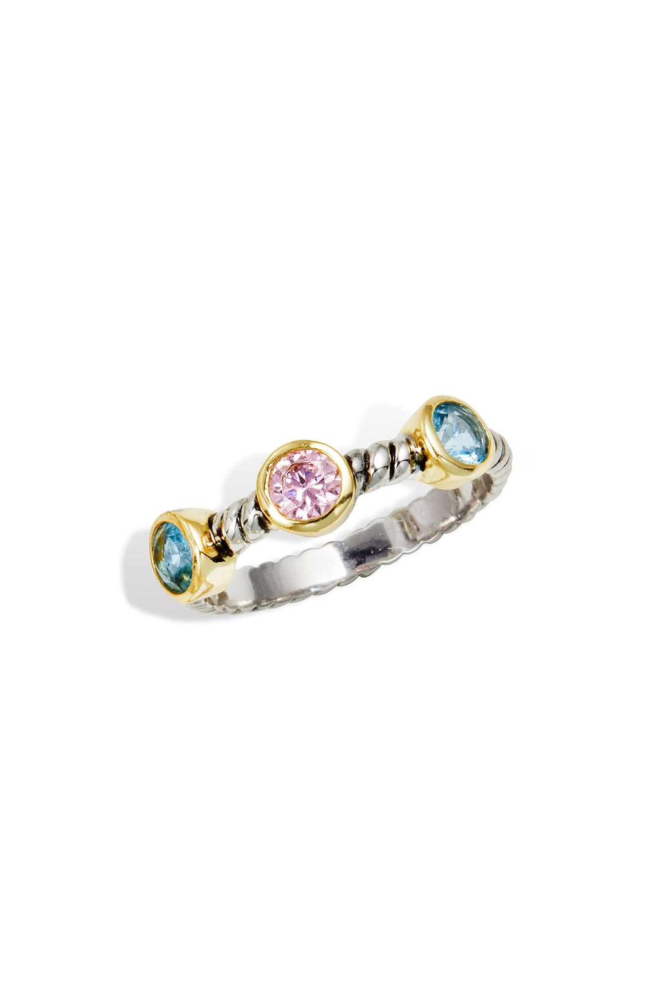 Savvy Cie Jewels Two-tone Sterling Silver Multicolor Cz Band Ring In White  At Nordstrom Rack | Lyst