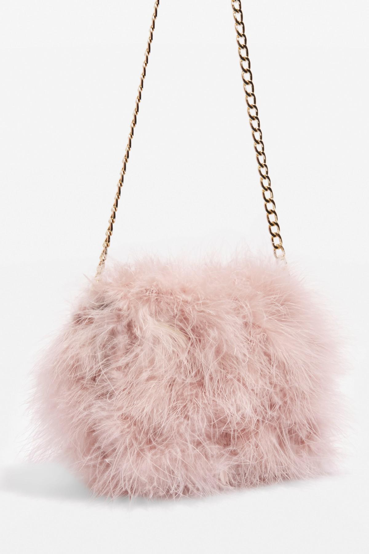 TOPSHOP Riga Feather Crossbody Bag in Pink | Lyst