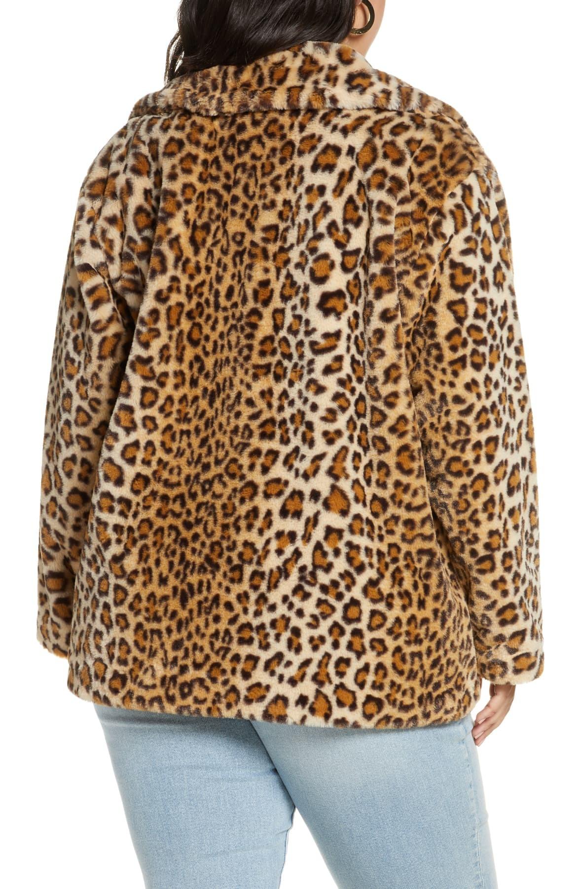 plus size leopard faux fur