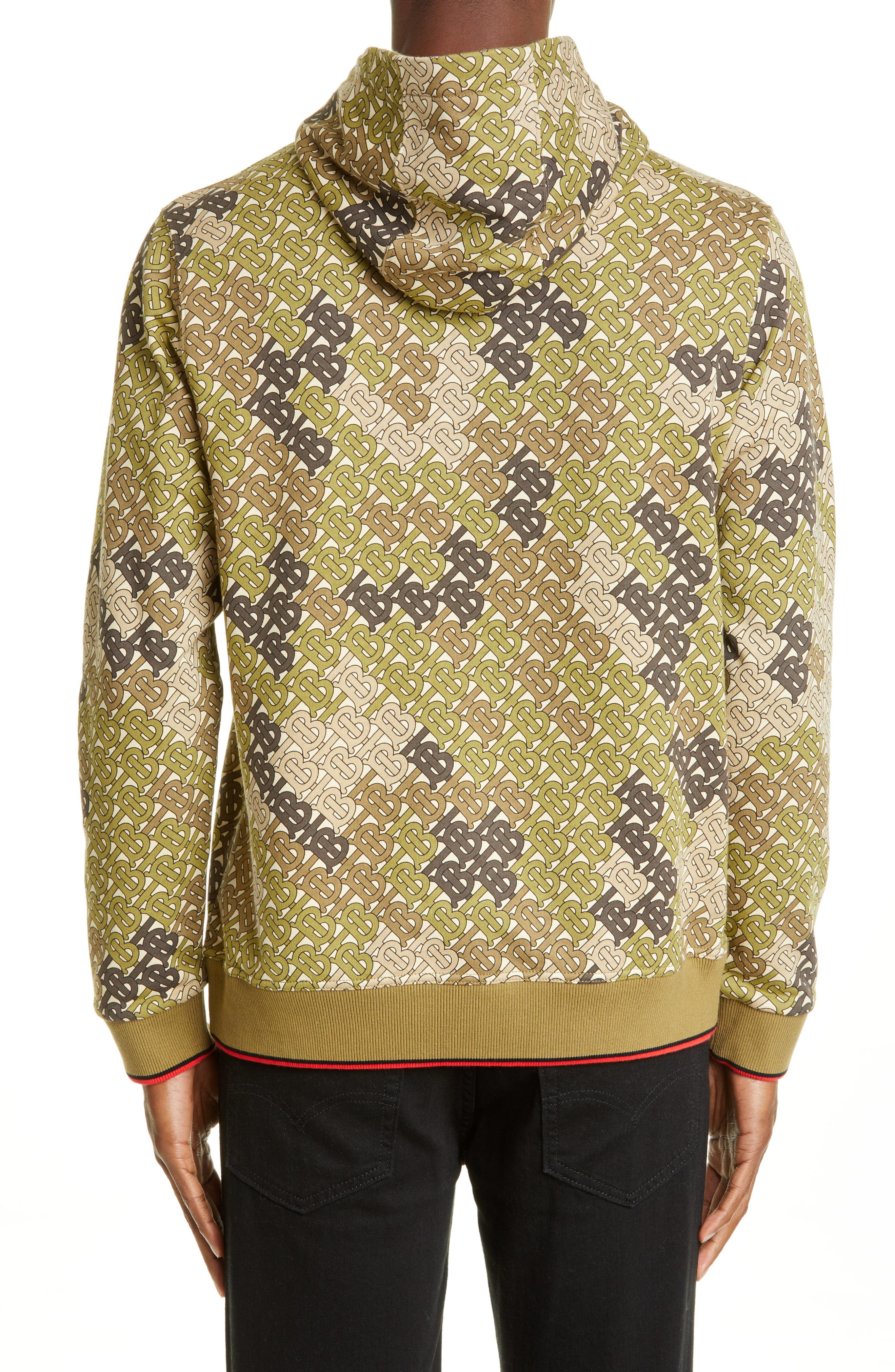 Burberry Monogram Print Cotton Hoodie in Green for Men Lyst