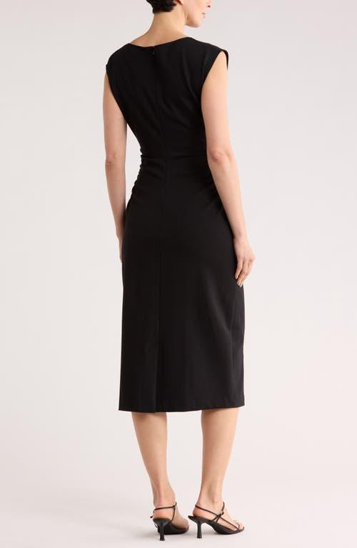nordstrom rack black dress Ruched High Neck Ponte in black gold sparkly dress occasion_formal Size:AU 6 (US 2)