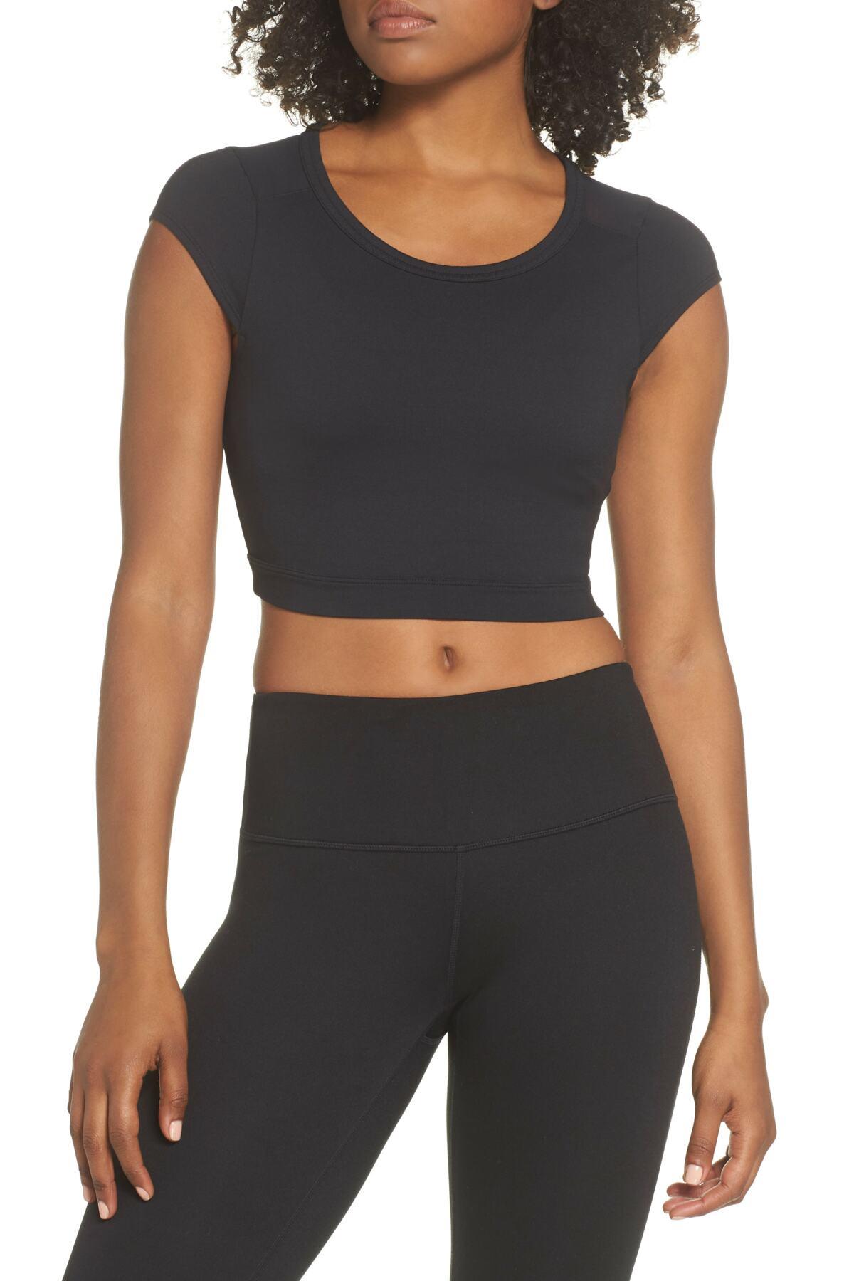 Zella Cap Sleeve Sports Bra in Black