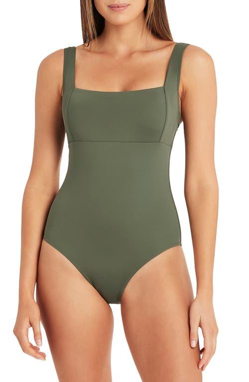 Sea Level Scallop One Piece Bathing Suit Scalloped Square Neck