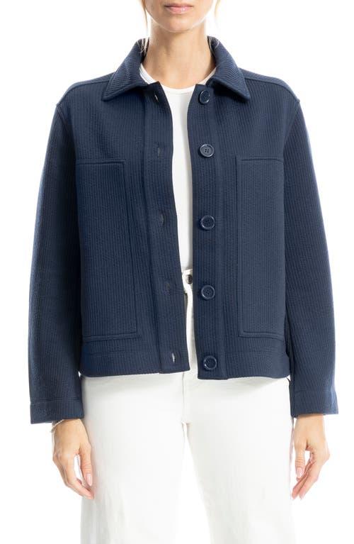 Nwt Max buy Studio Ladies Blue Linen Blend Zip Up Jacket - Size Large