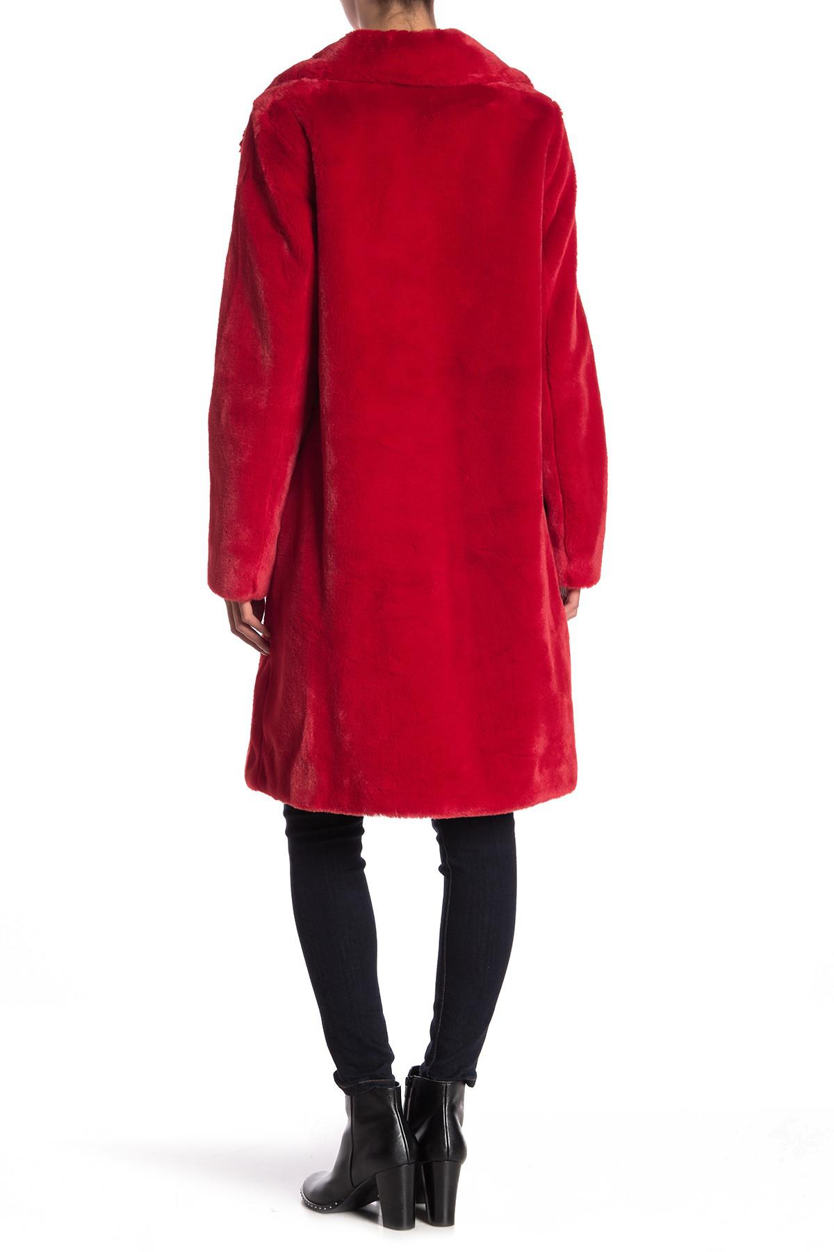 7 for all mankind red faux fur coat