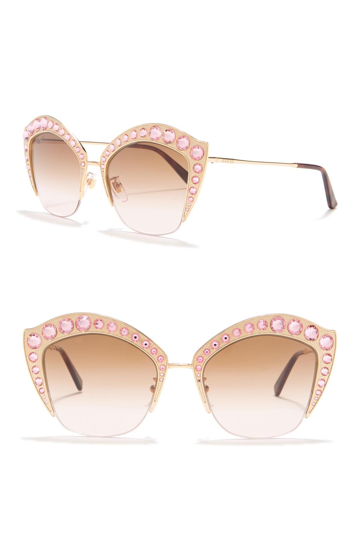 Gucci 53mm Irregular Cat Eye Crystal Embellished Sunglasses - Lyst