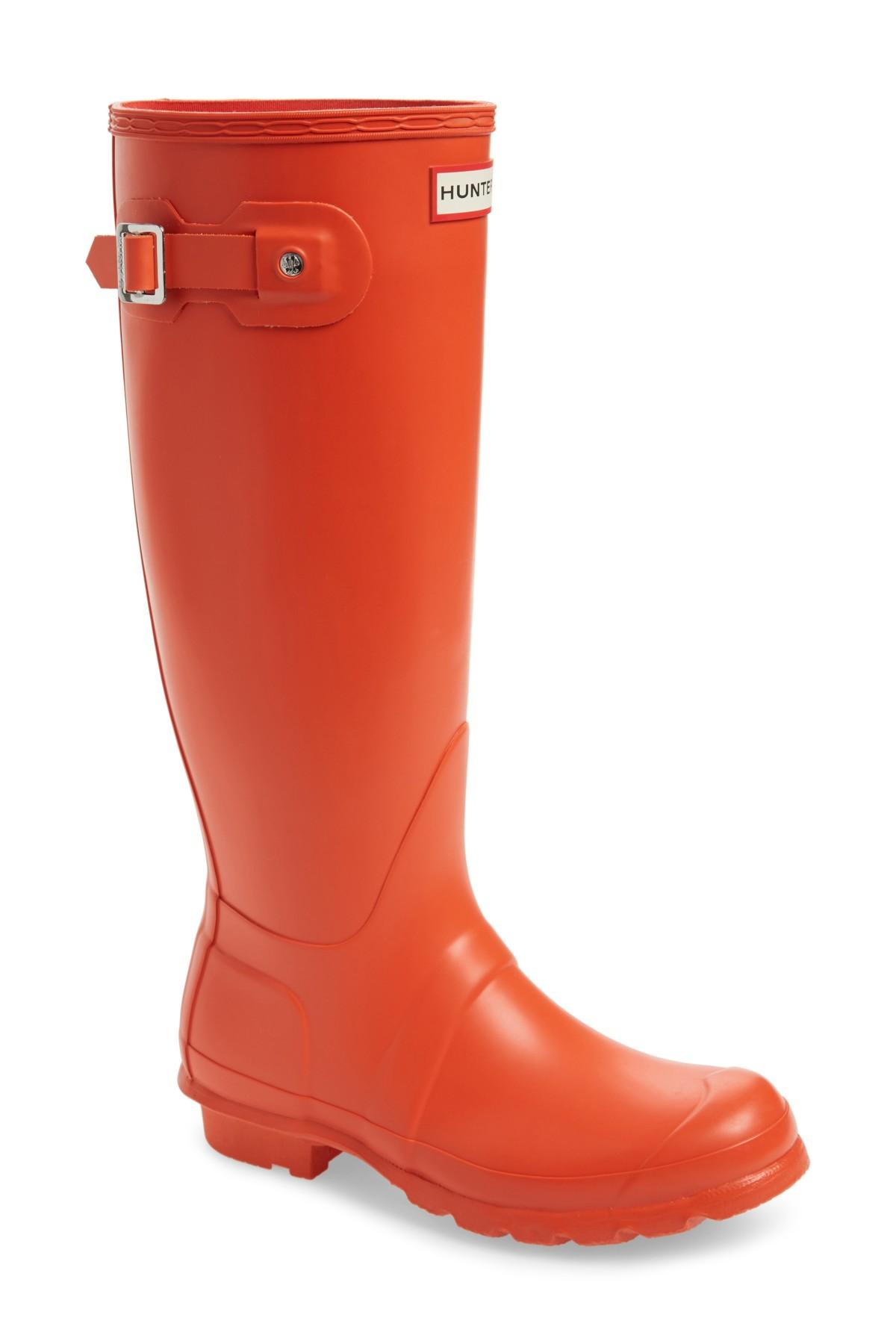 HUNTER Rubber Original Tall Waterproof Rain Boot in Orange Lyst