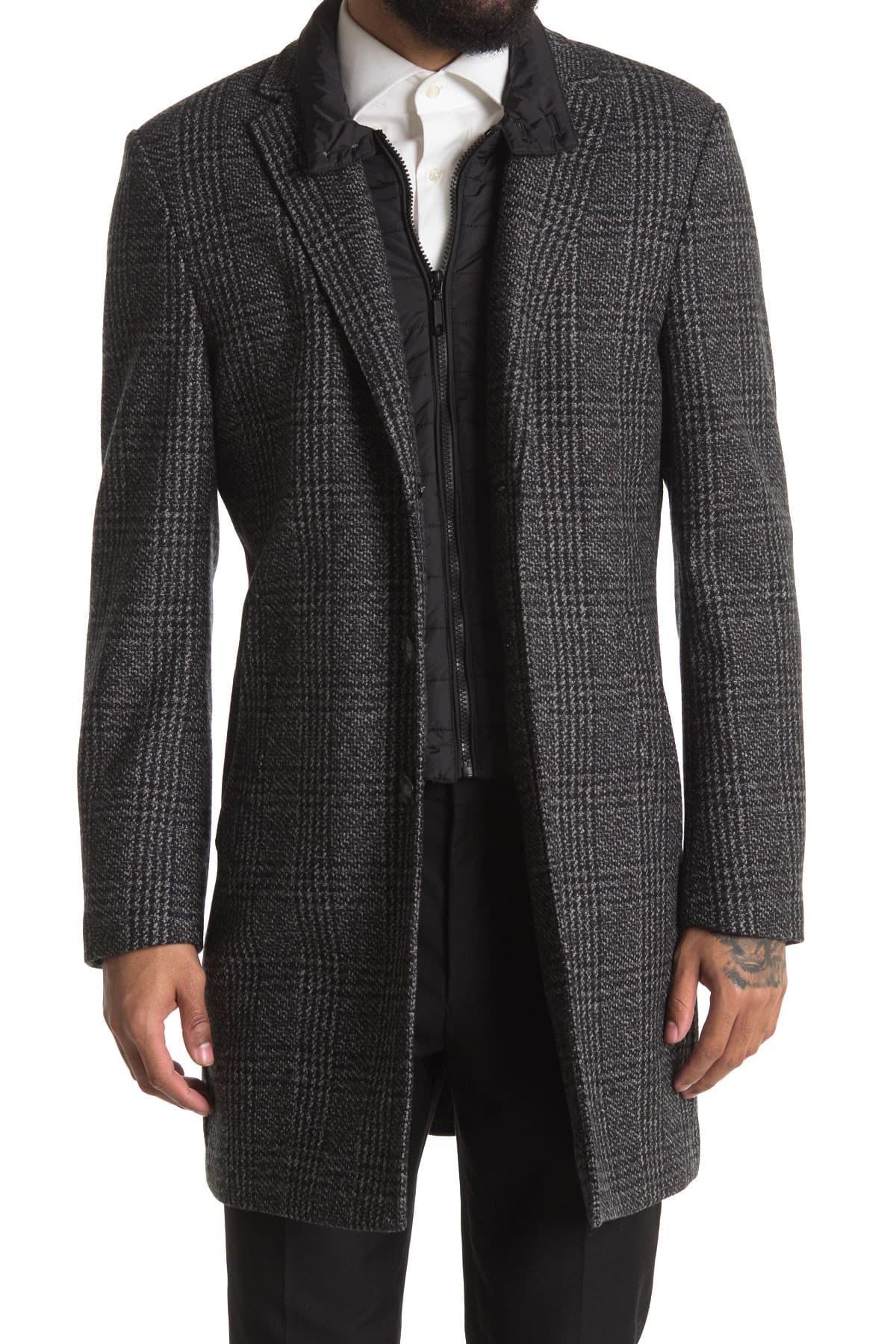 English Laundry Wool Bib Overcoat in Black for Men - Lyst