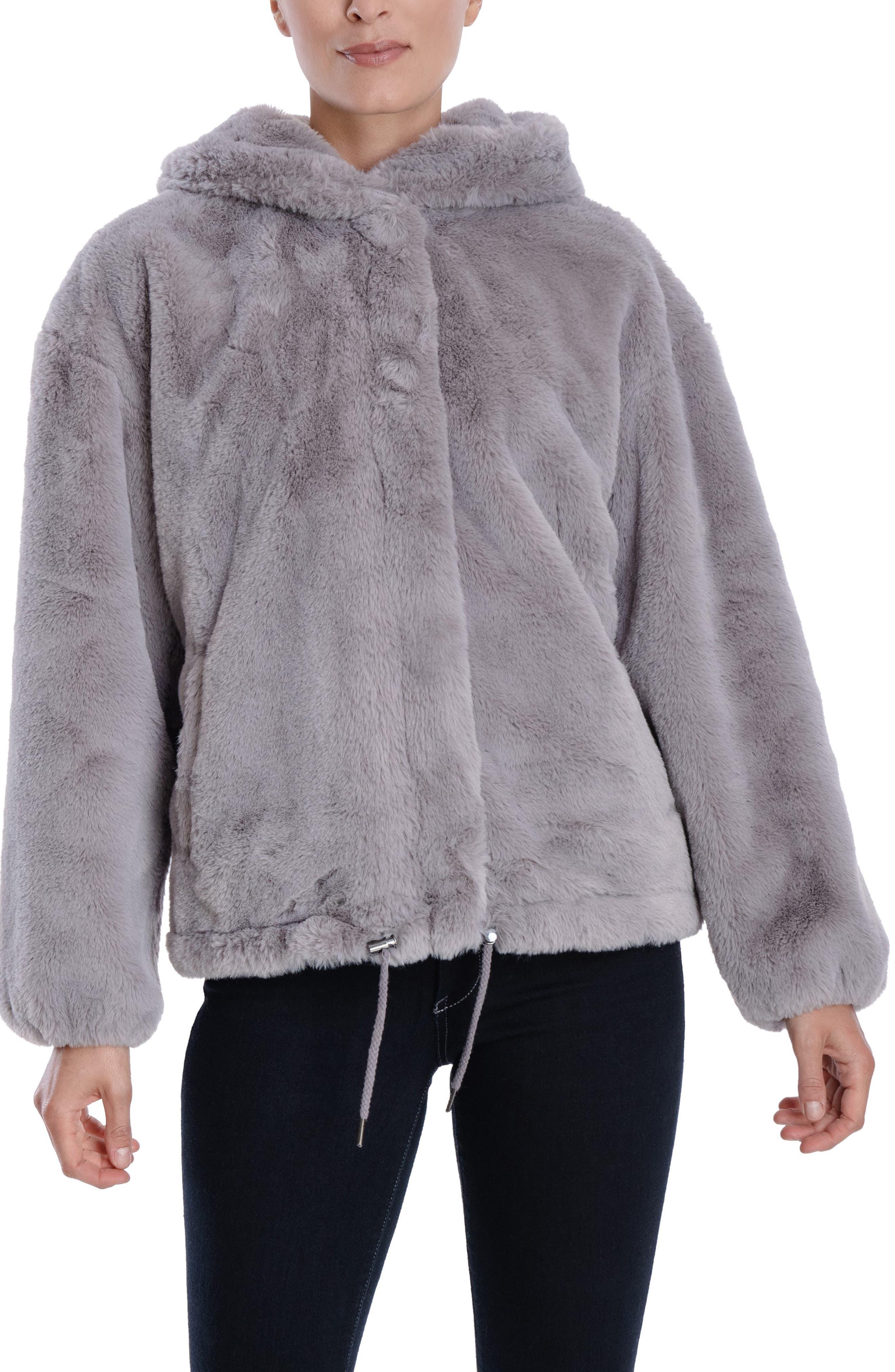 lucky brand faux fur hooded jacket