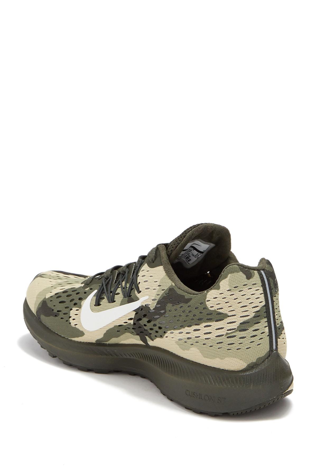 Nike Lace Air Zoom Winflo 5 Camo Running Shoe in Green for Men - Lyst