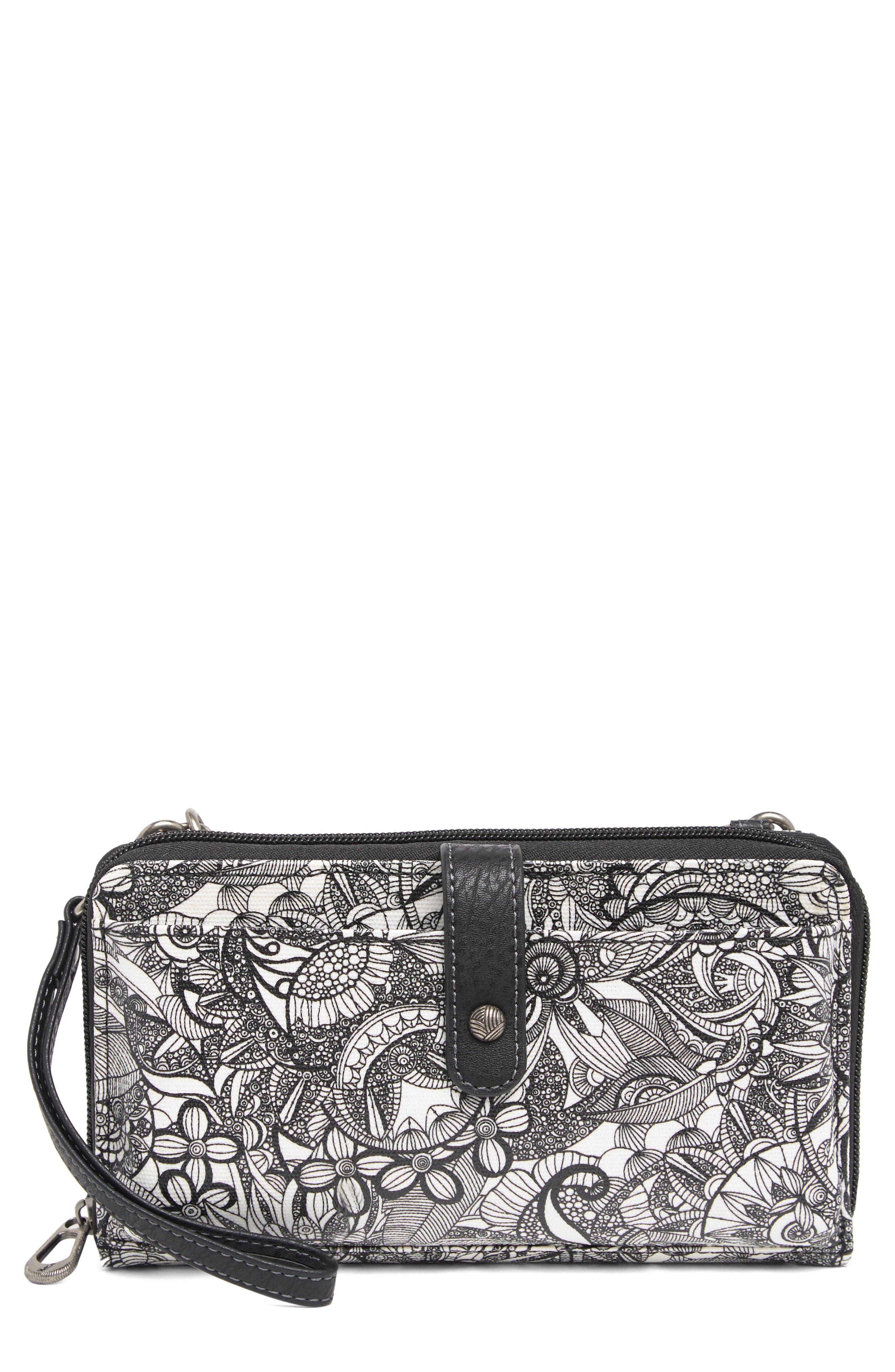 Sakroots Artist Circle Large Smartphone Crossbody Bag In Black And White Spirit Desert At