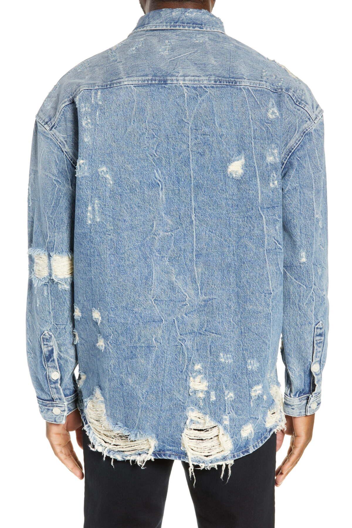 ripped denim overshirt