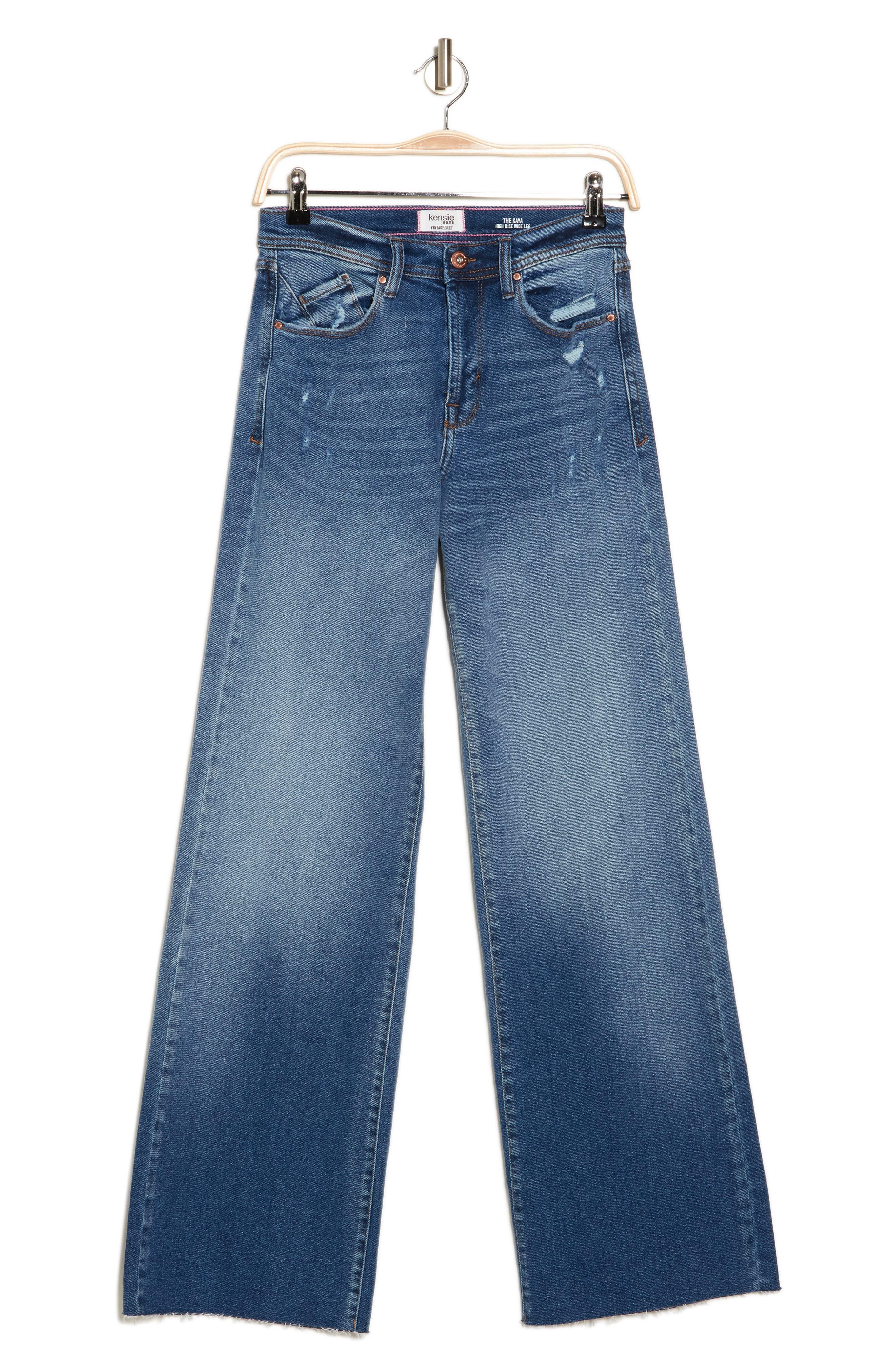 Kensie The Kaya High Rise Wide Leg Jeans in Blue Lyst