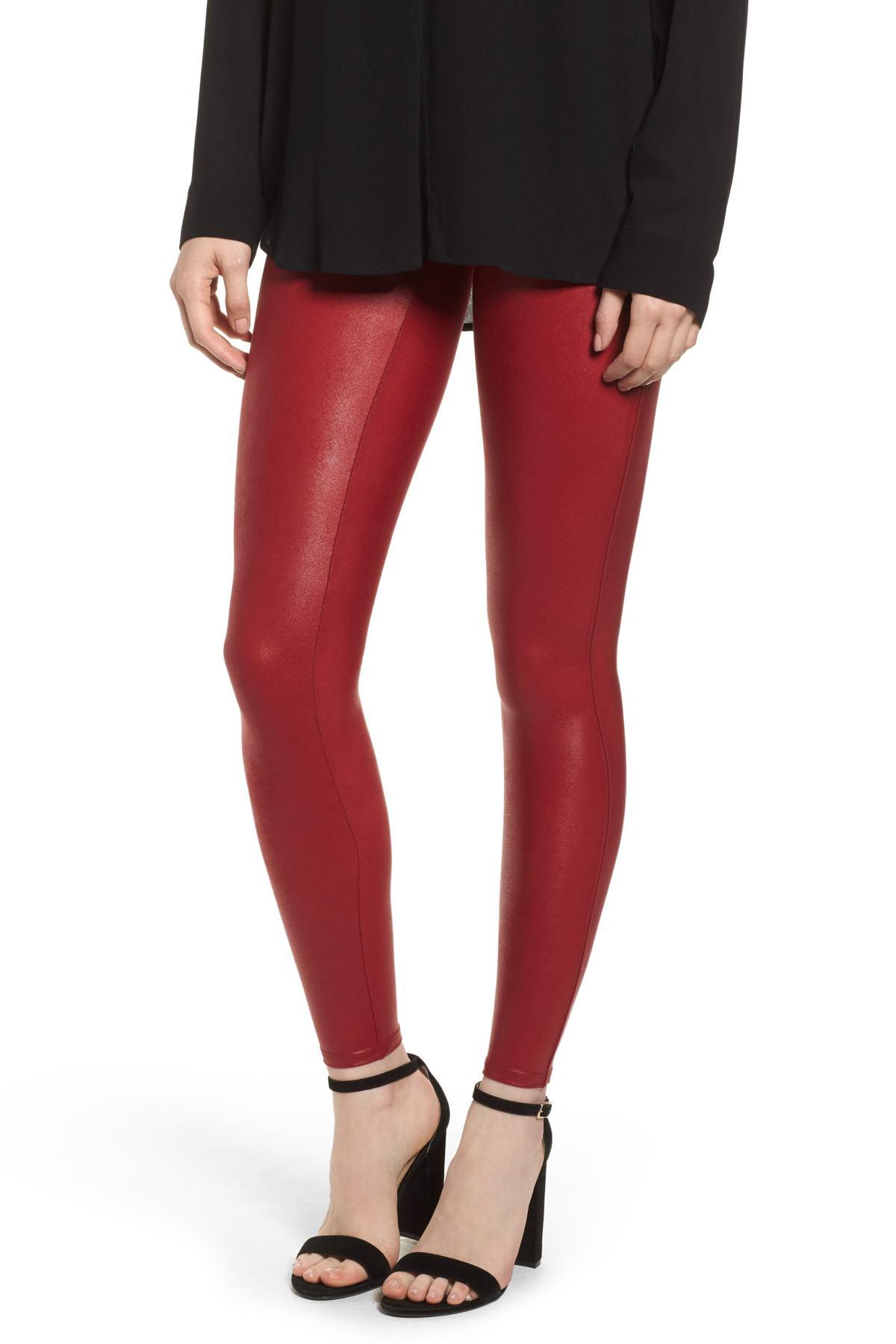 Spanx (r) Faux Leather Leggings in Crimson (Red) - Lyst
