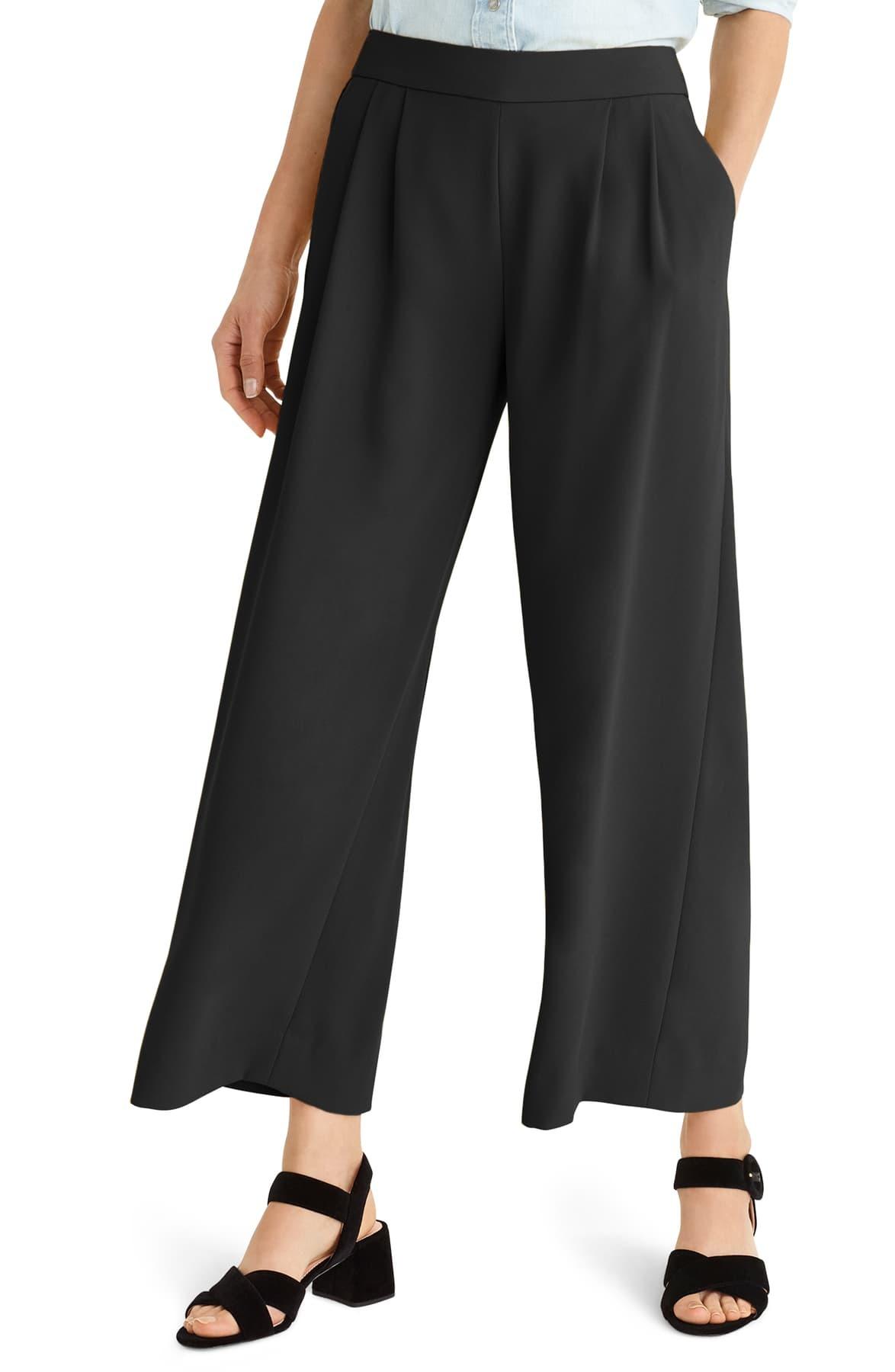 J.Crew Wide-leg Crop Pant In 365 Crepe in Black | Lyst