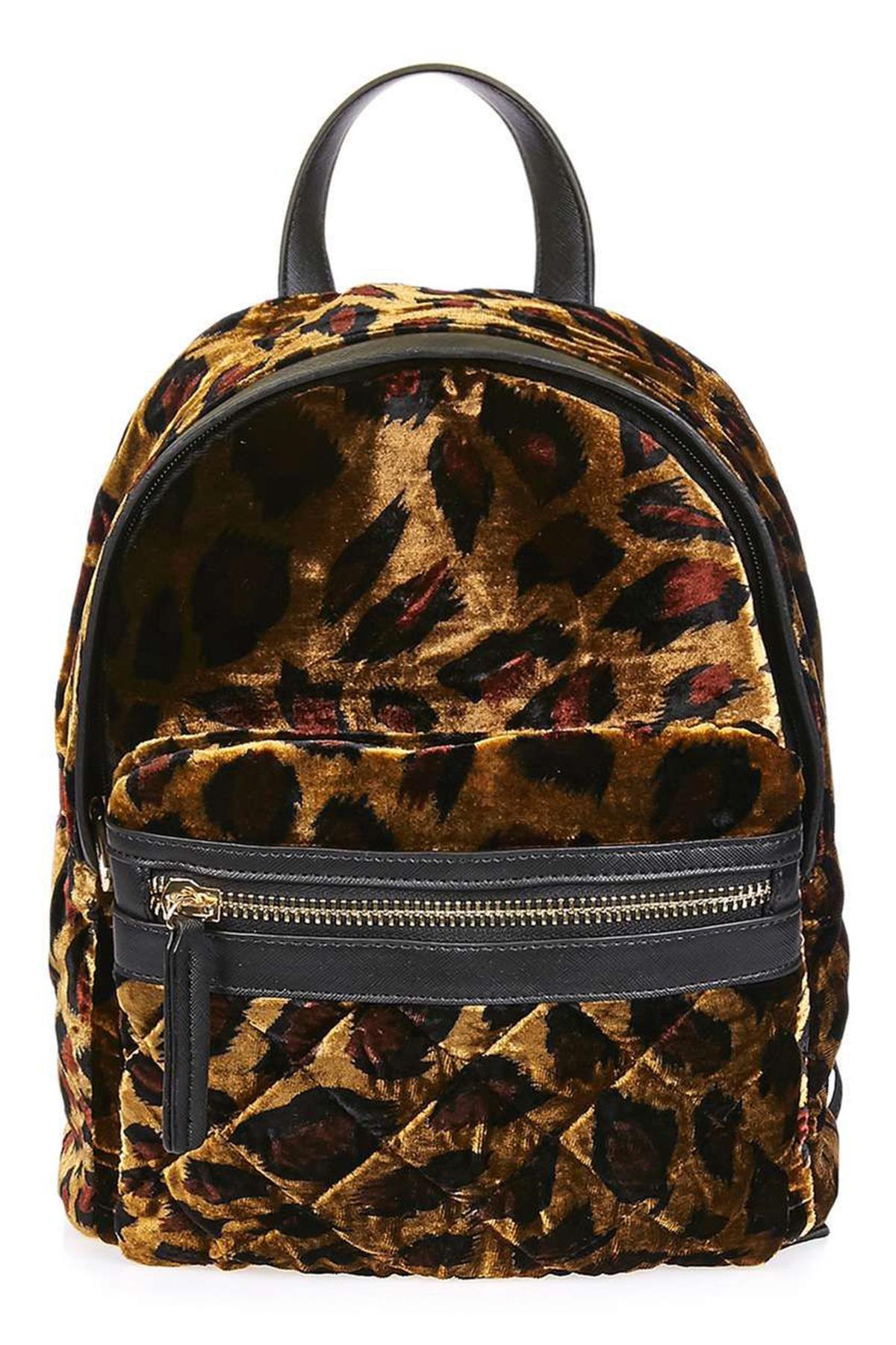 TOPSHOP Bobby Mini Leopard Velvet Backpack - Lyst