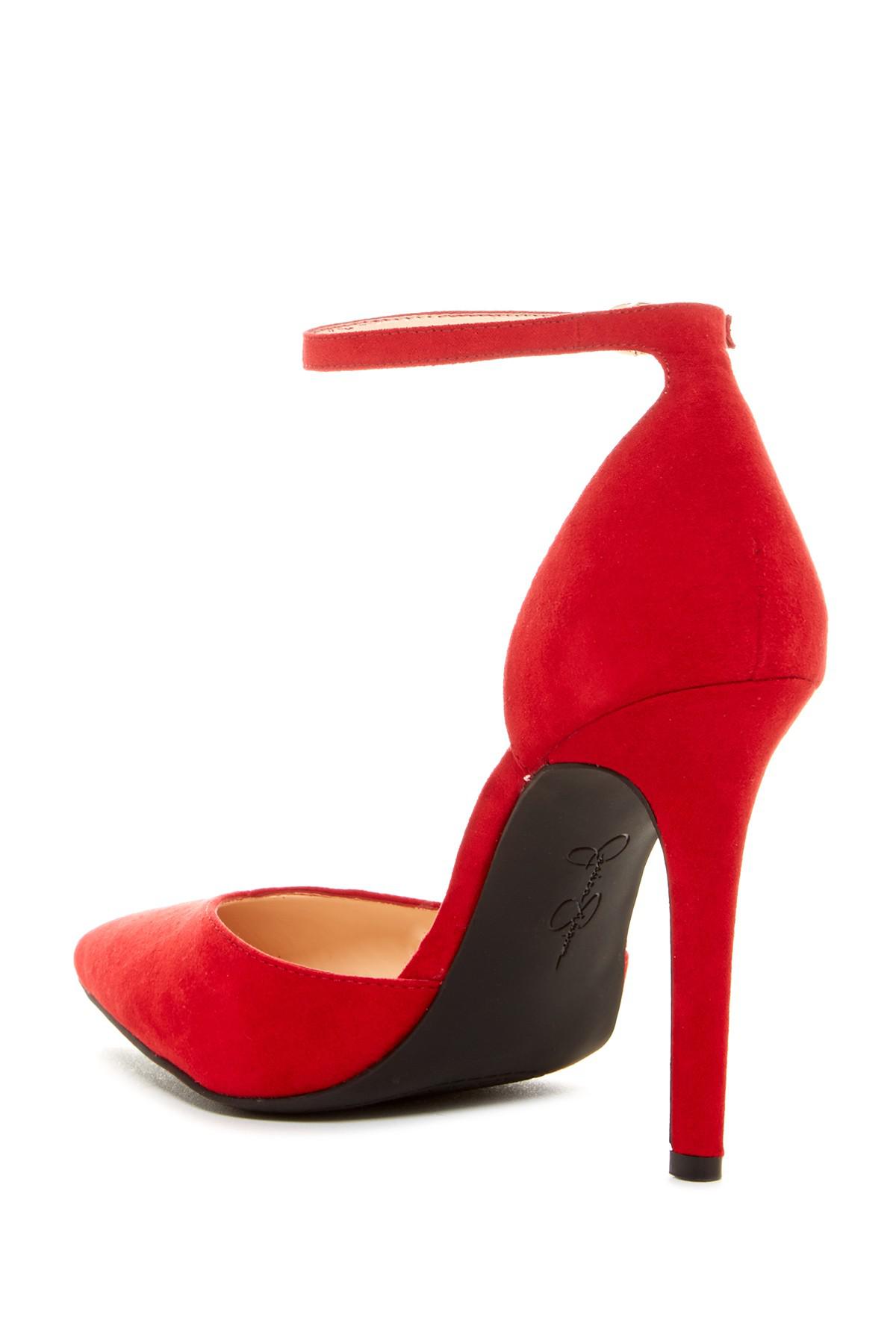 Jessica Simpson Cirrus Ankle Strap Pump in Red - Lyst