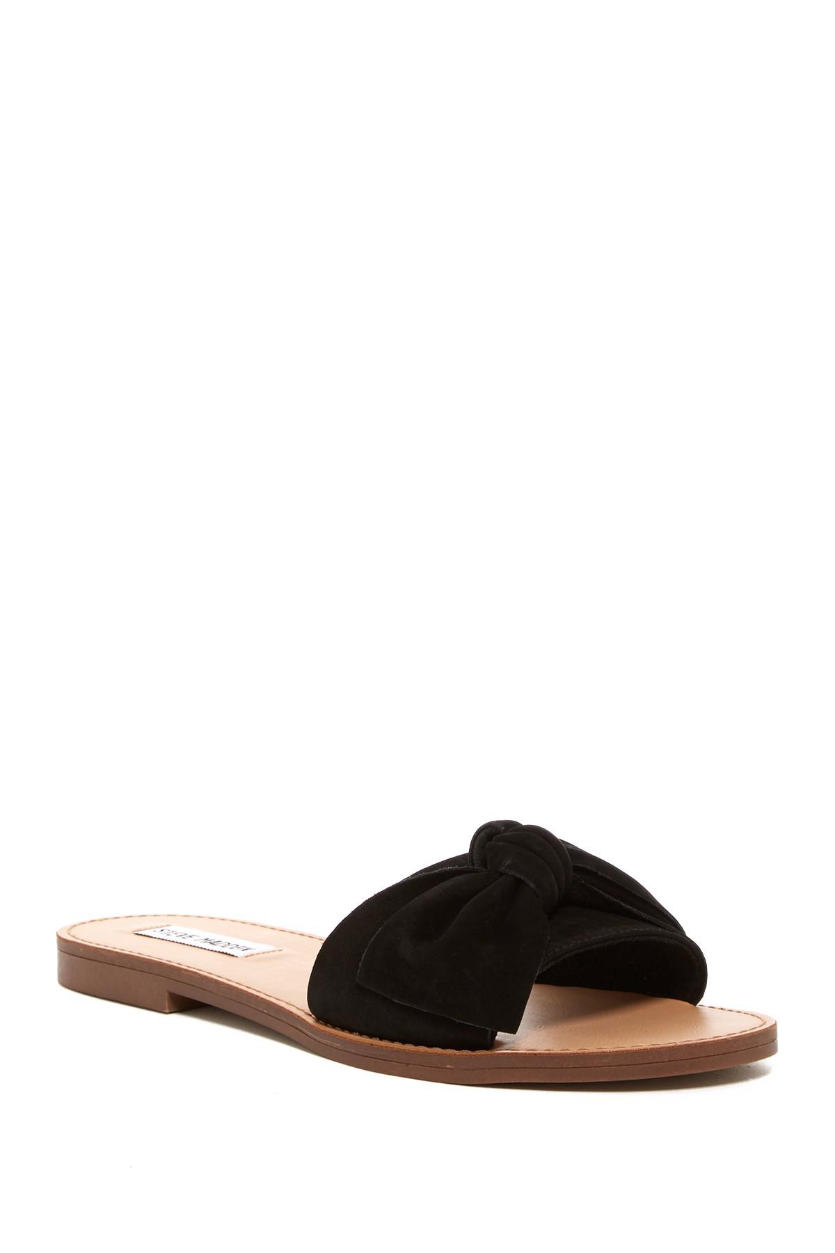 Steve Madden Diora Bow Slid Sandal in Black | Lyst