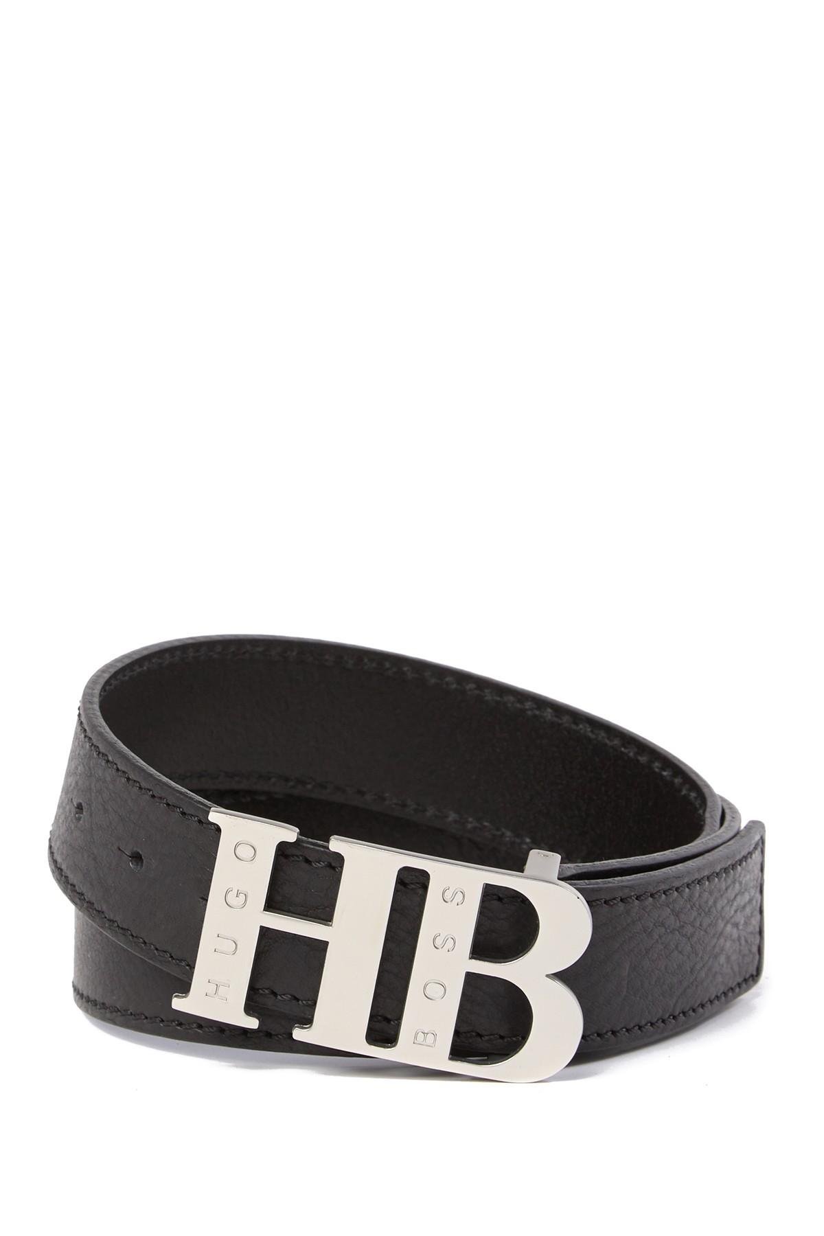 Hugo Boss Leather Hb Icon Buckle Belt 