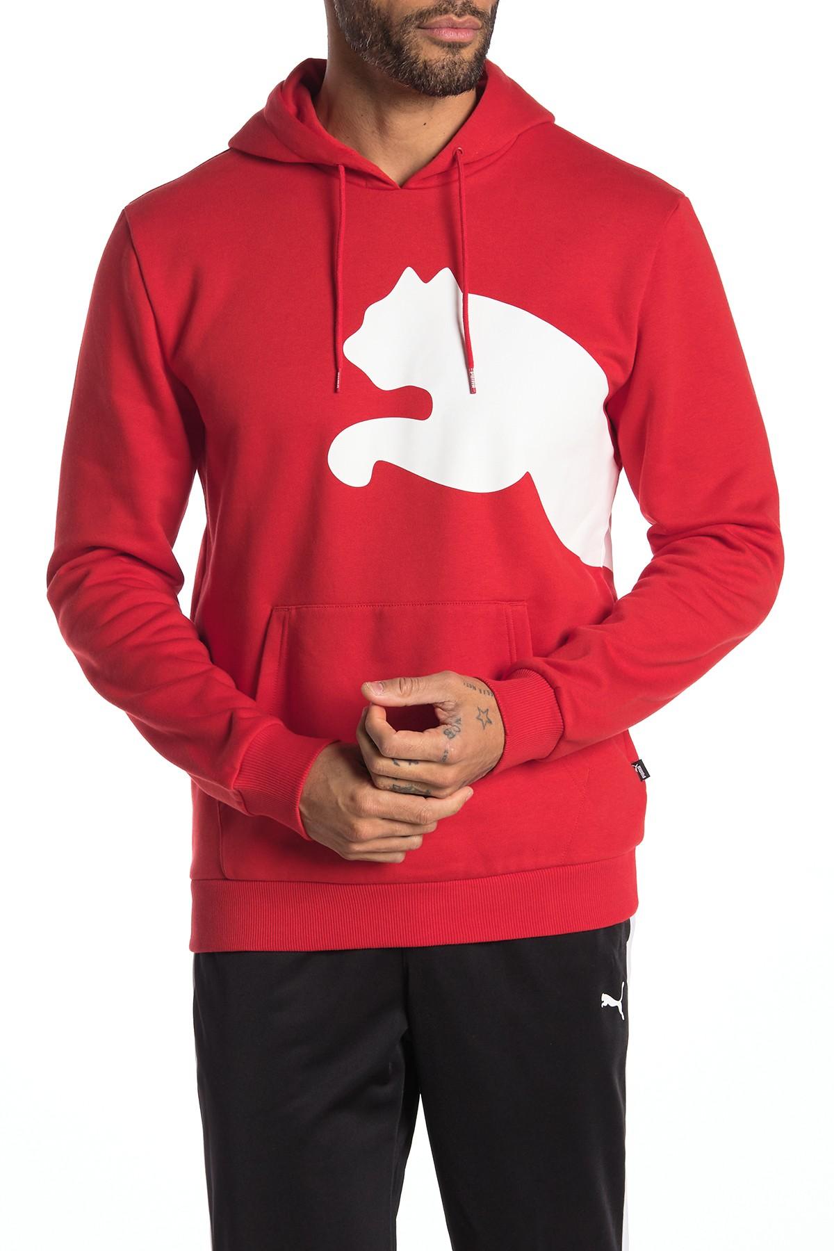 PUMA Big Logo Fleece Pullover Hoodie in Red for Men - Lyst