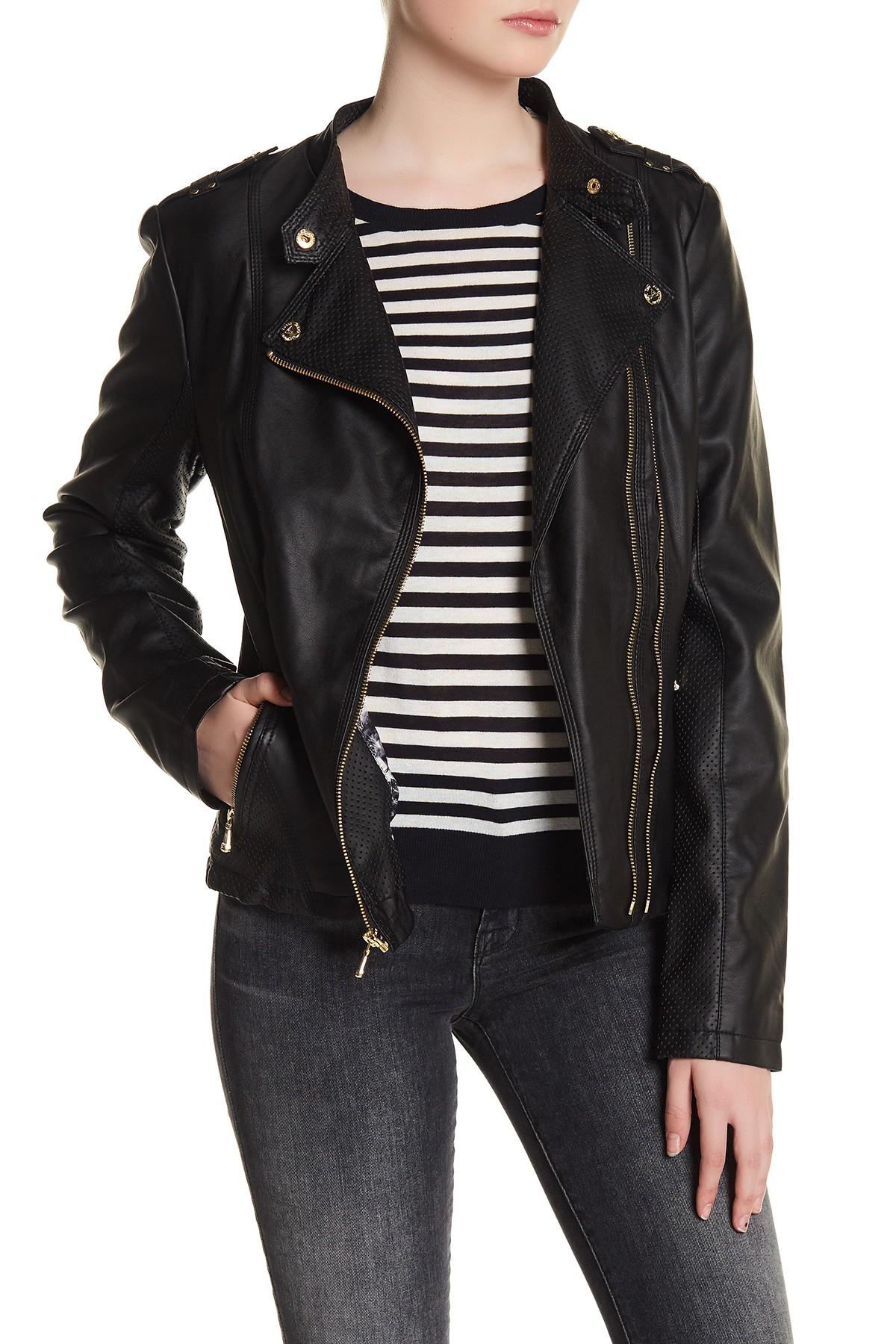 Guess Synthetic Faux Leather Jacket in Black - Lyst
