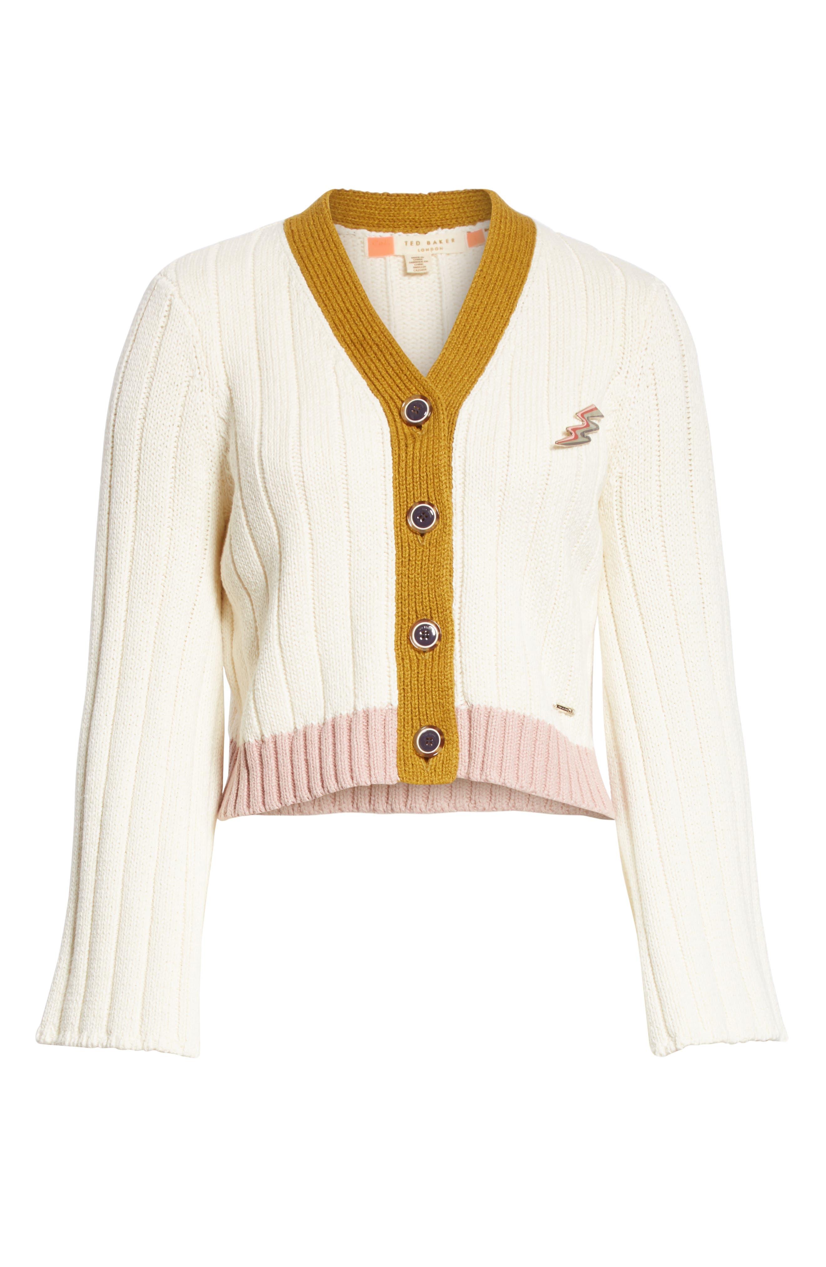 Ted Baker Moala Colorblock Cardigan In Cream At Nordstrom Rack in Natural |  Lyst