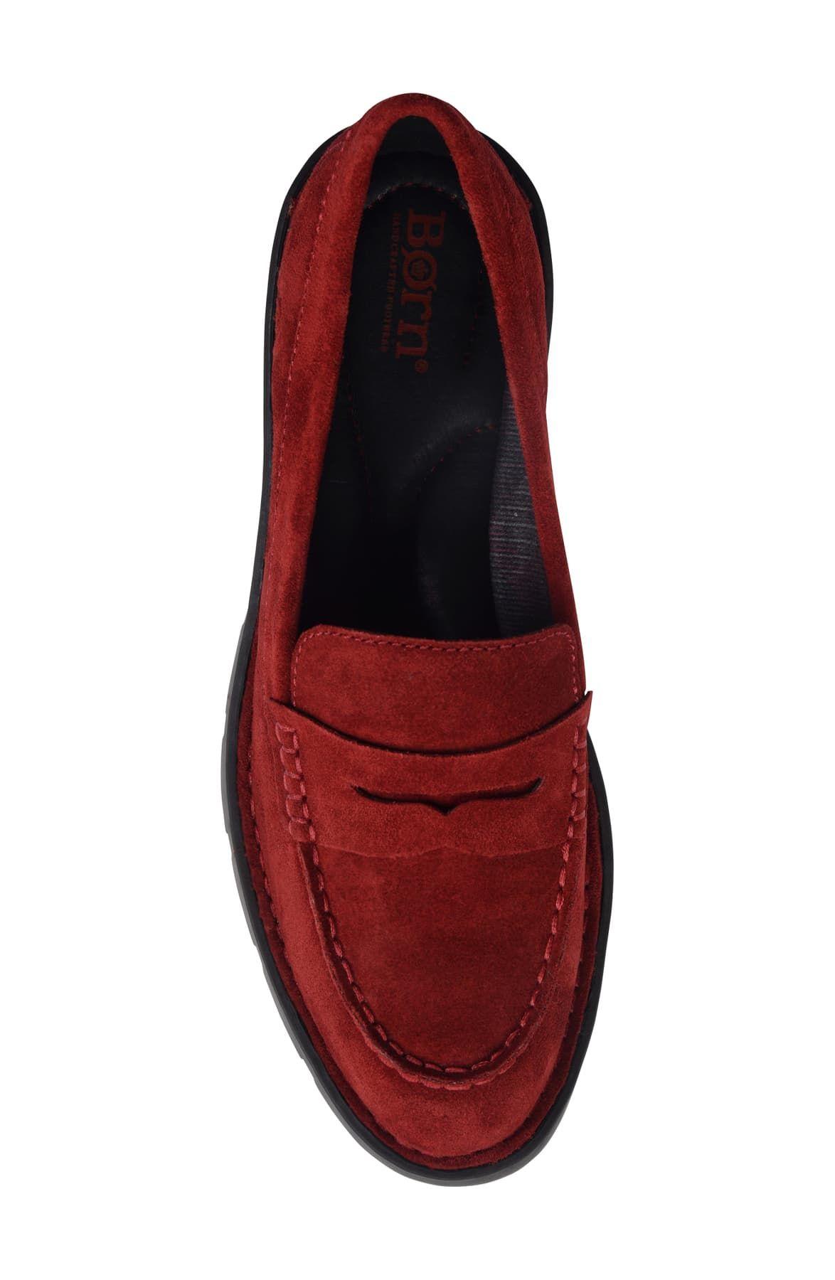 Born Børn Loire Penny Loafer in Red Suede (Red) Lyst