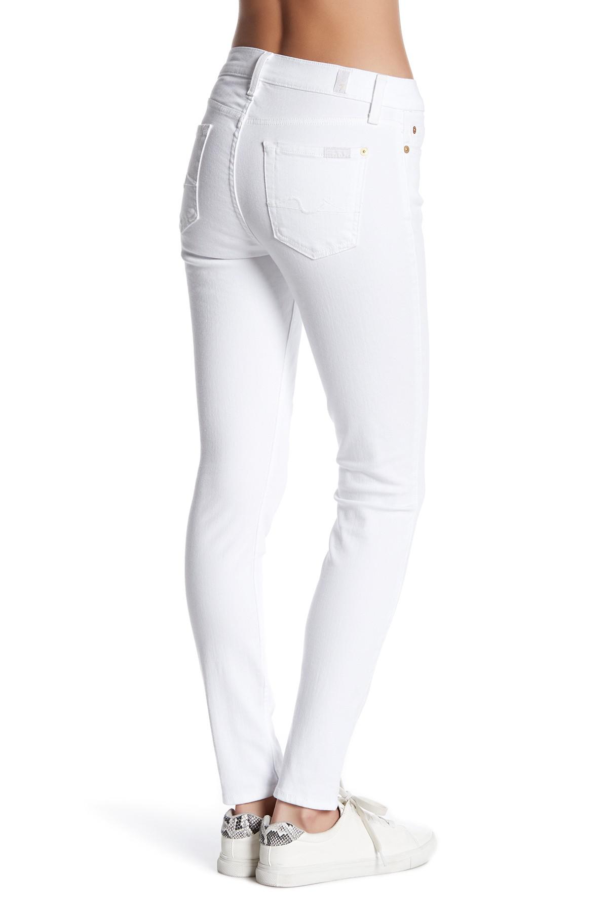 7 For All Mankind Gwenevere Skinny Ankle Jean in White | Lyst