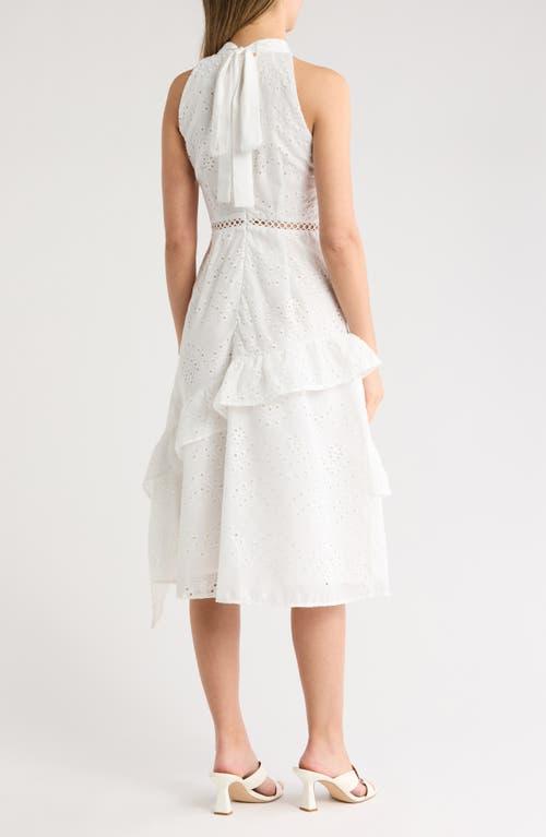 Sam Edelman High Neck Eyelet Midi Dress in White Lyst