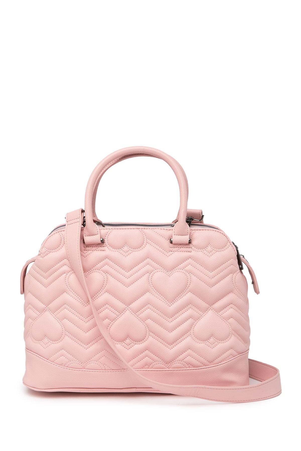 Betsey Johnson Lorraine Quilted Heart Satchel in Pink | Lyst