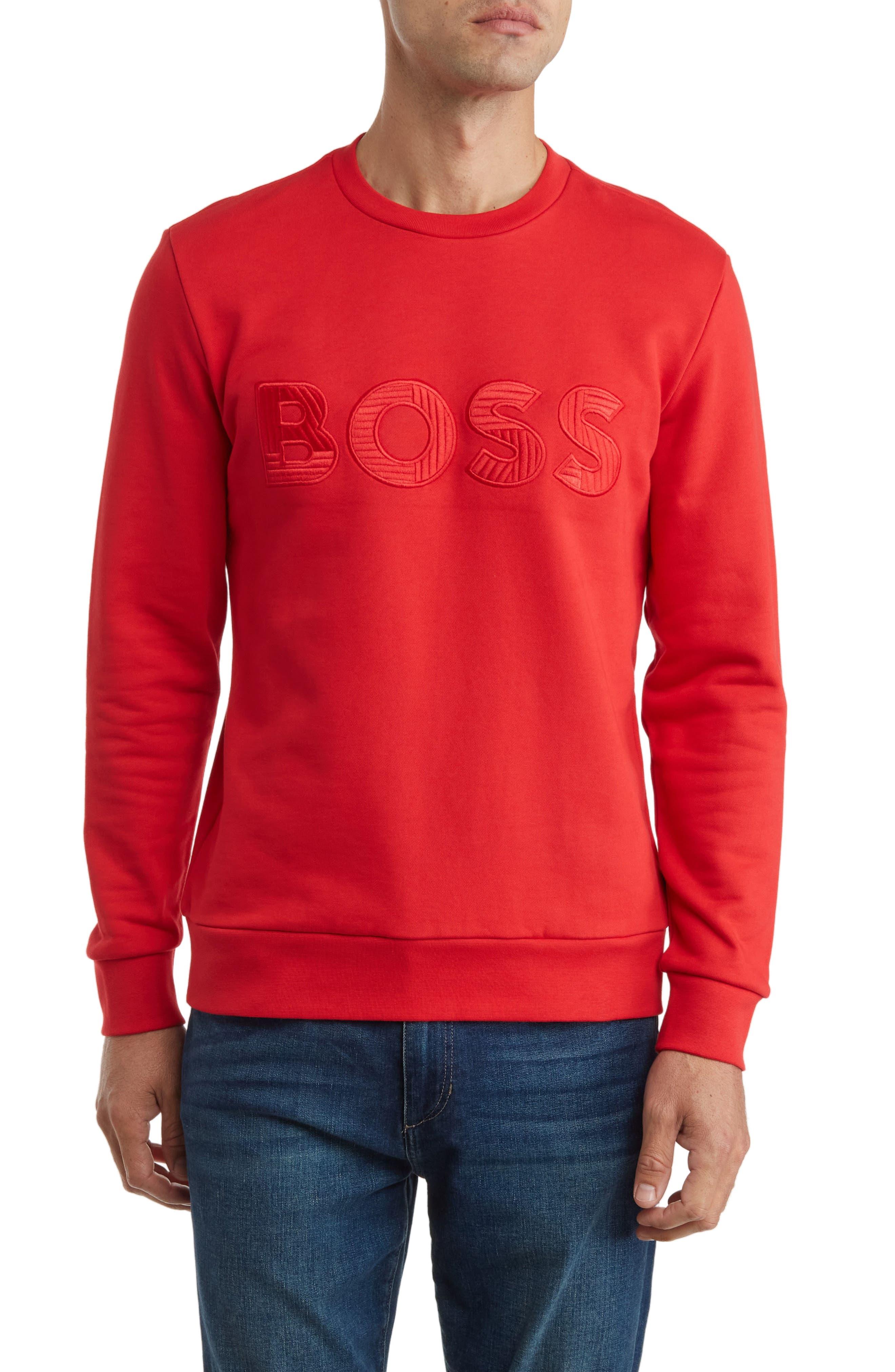 BOSS by HUGO BOSS Stadler Logo Crewneck Sweatshirt in Red for Men